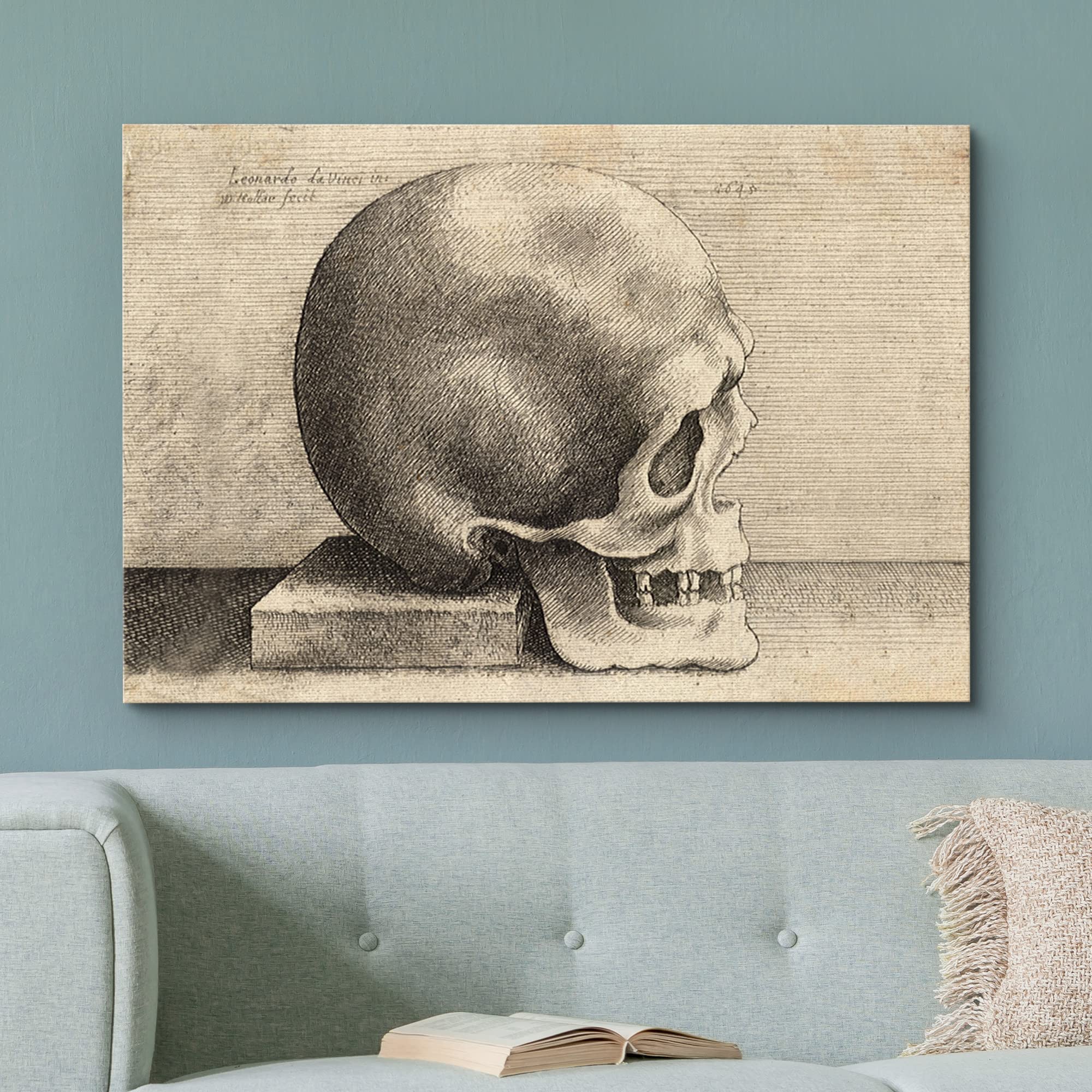 Wall26 Framed Canvas Print Wall Art Right Profile Of A Skull By Leonardo Da Vinci Historic Cultural Illustrations Realism Tradit