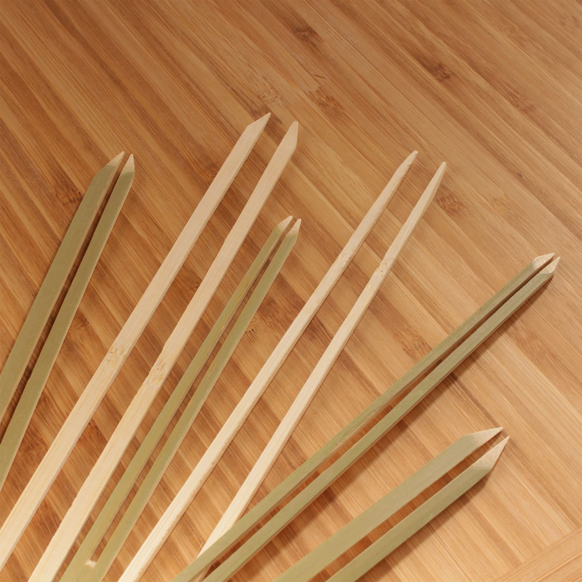 Bamboomn 18Mm Wide Bamboo Double Prong Fondue Sticks Barbecue Grilling Kabob Skewers, 11.8'' Long, 100 Pieces