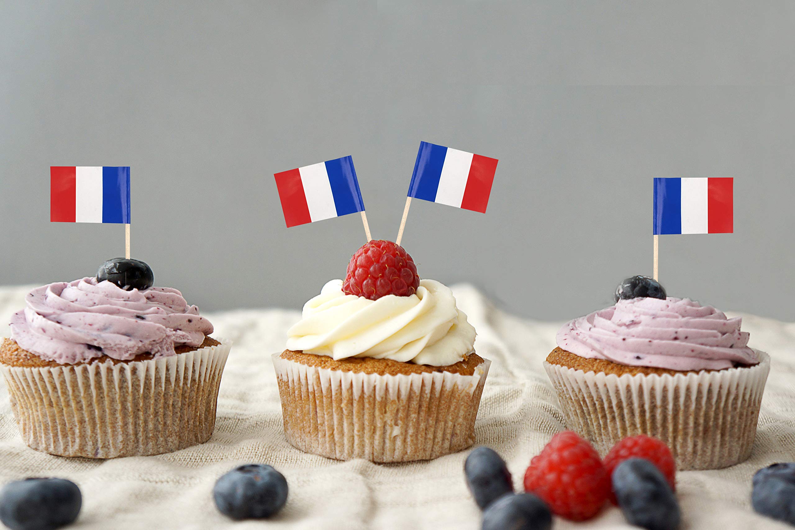 Jbcd France Toothpick Flag French Mini Small Cupcake Topper Flags, 100Pcs