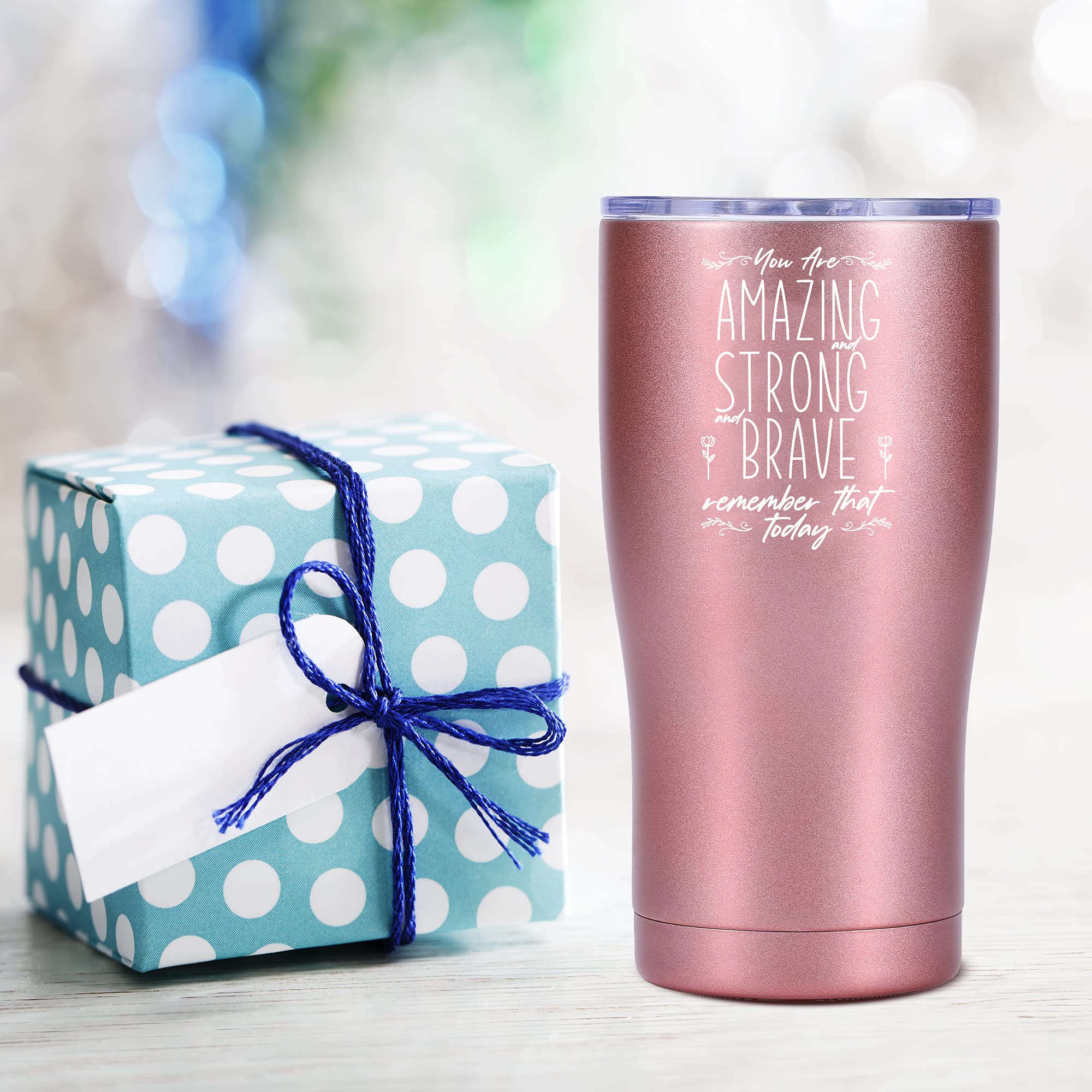 Shamone Inspirational, Amazing Strong And Brave, Tumbler 20Oz Insulated Stainless Steel, Lid, Straw, Cleaning Brush, Birthday Gi