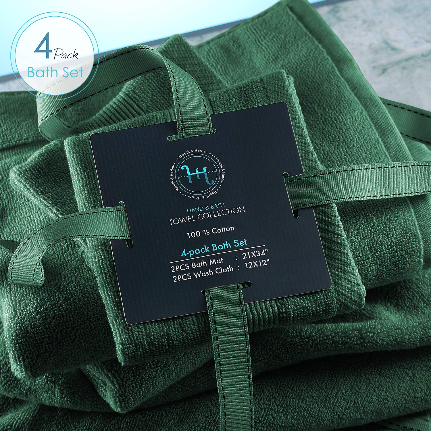 Hearth & Harbor Bath Mat Towels - 100% Ring Spun Cotton Luxury Towels - Ultra Soft & Highly Absorbent, Bathroom Towels, Floor Ma