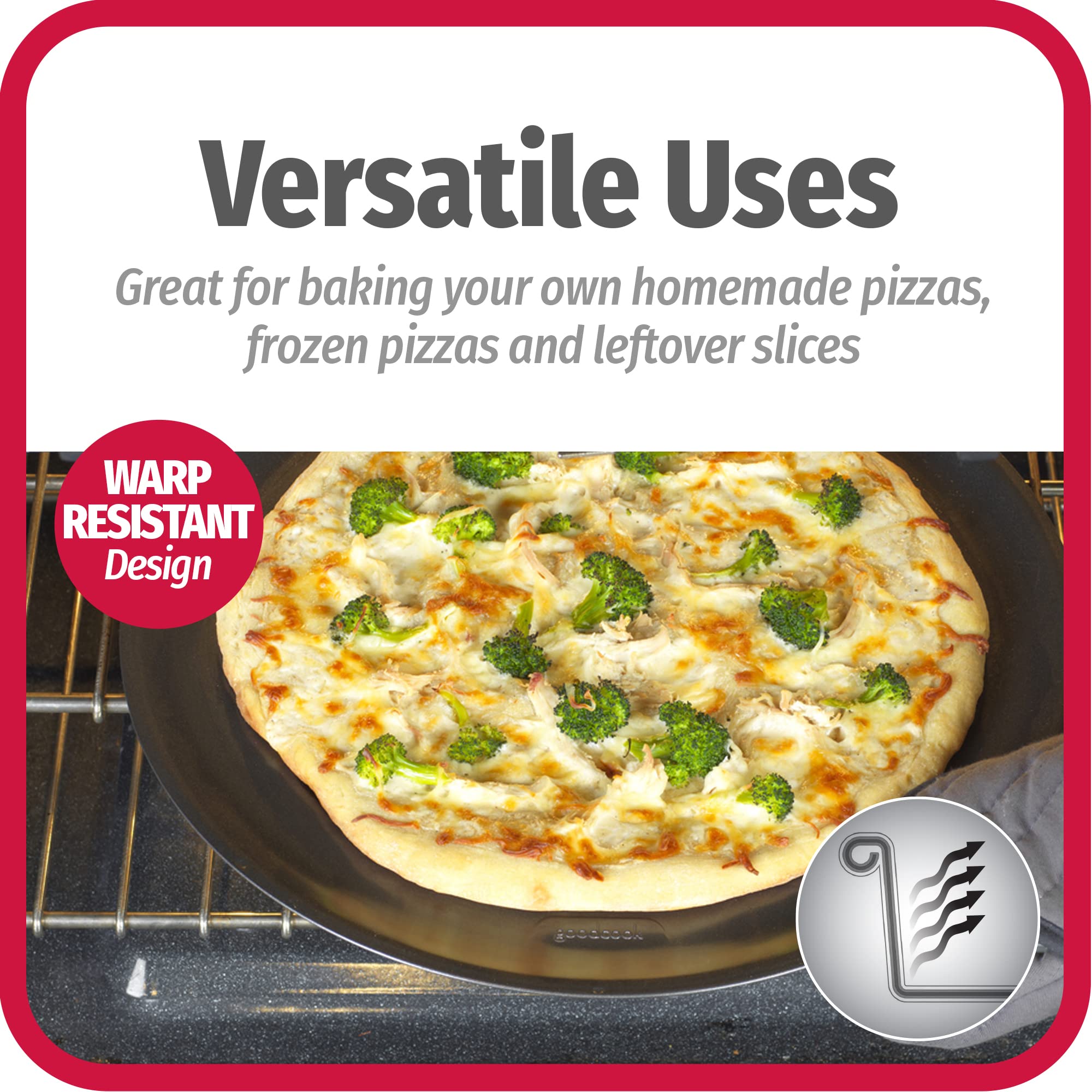 Goodcook Airperfect Nonstick 16    Pizza Pan - Set Of 2 - Pizza Trays For Oven, Perforated Round Pizza Pan, Carbon Steel Baking