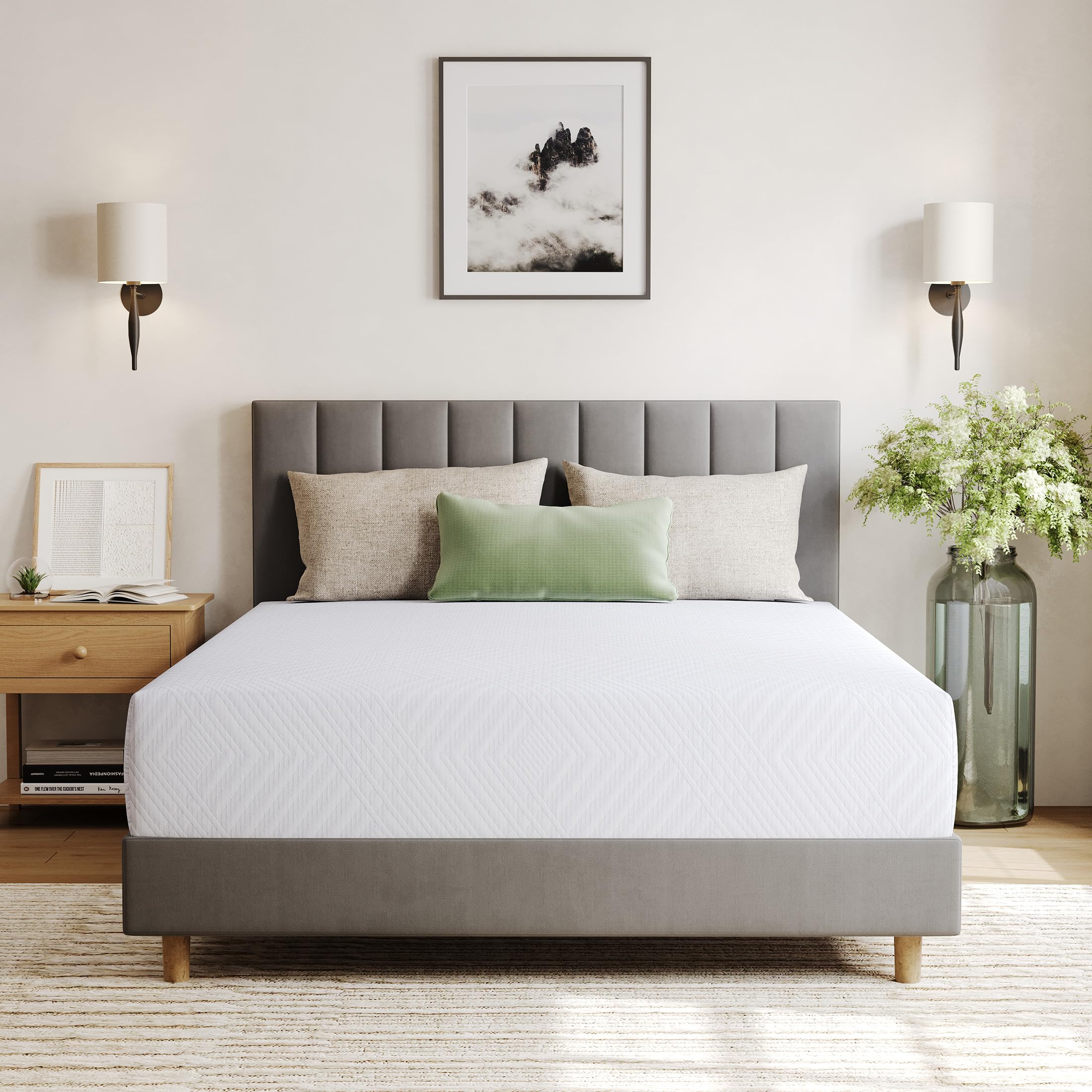EGOHOME King Memory Foam Mattress 10 Inch, Green Tea Gel for Cooler Sleep, Supportive & Pressure Relief, Bed in a Box, Medium, C