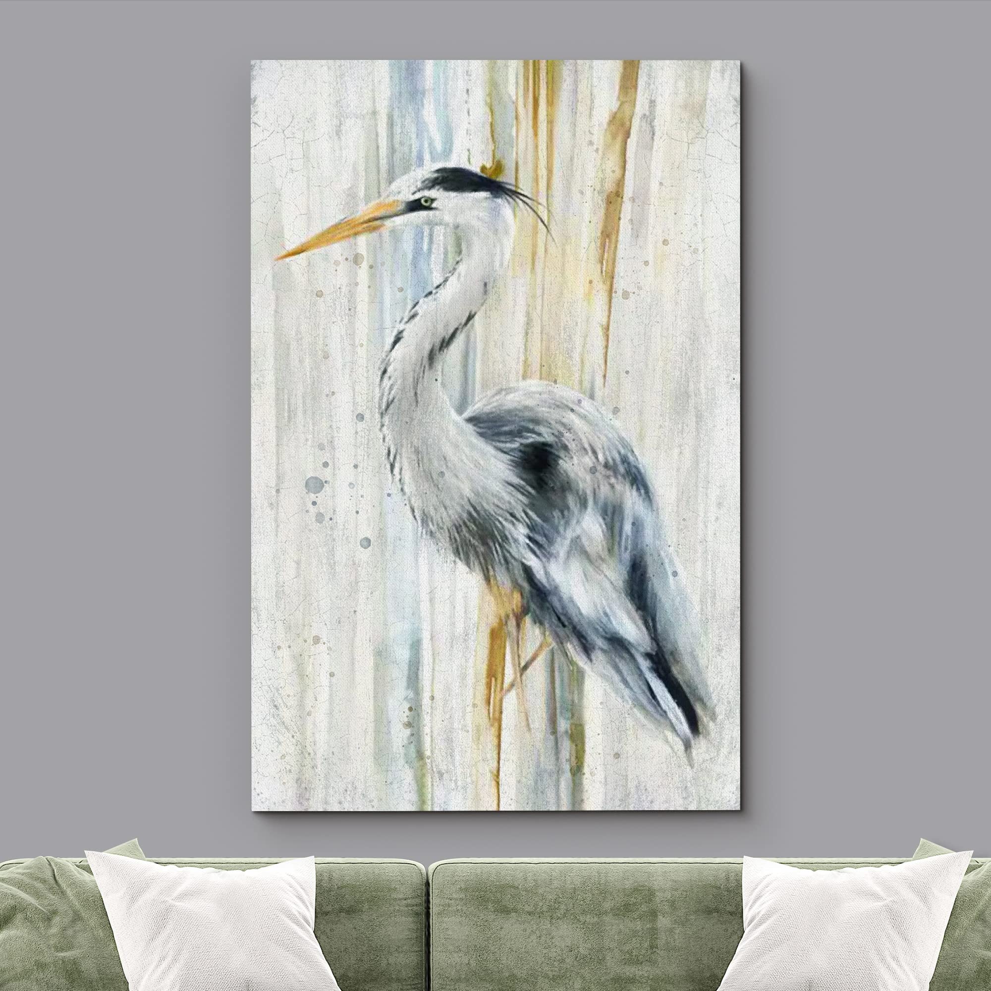 Wall26 Canvas Print Wall Art Pastel Watercolor Streak Crane Bird Nature Wilderness Illustrations Modern Art Decorative Multicolo