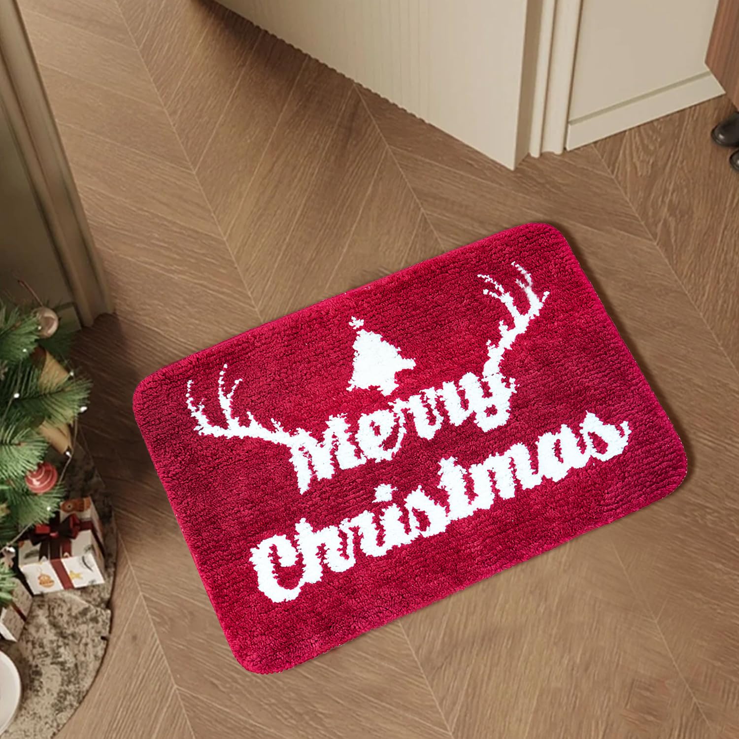Boankodu Christmas Bathroom Rugs Christmas Decorations Bathroom Super Soft Bath Mat, Microfiber Bathroom Carpet, Non-Slip Bathro