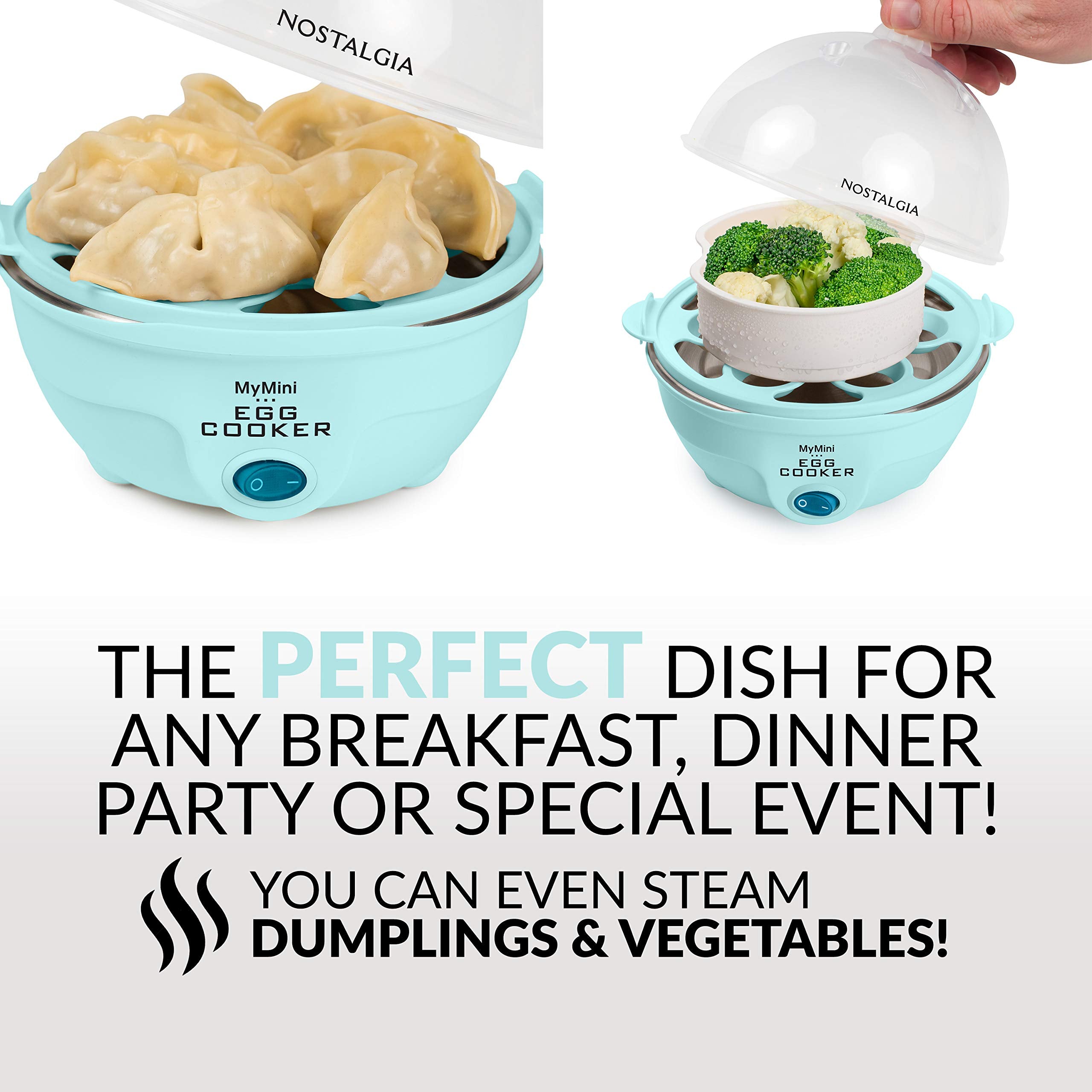 Nostalgia Retro Electric Large Hard-Boiled Egg Cooker, 7 Capacity, Poached, Scrambled, Omelets, Whites, Sandwiches, For Keto & L