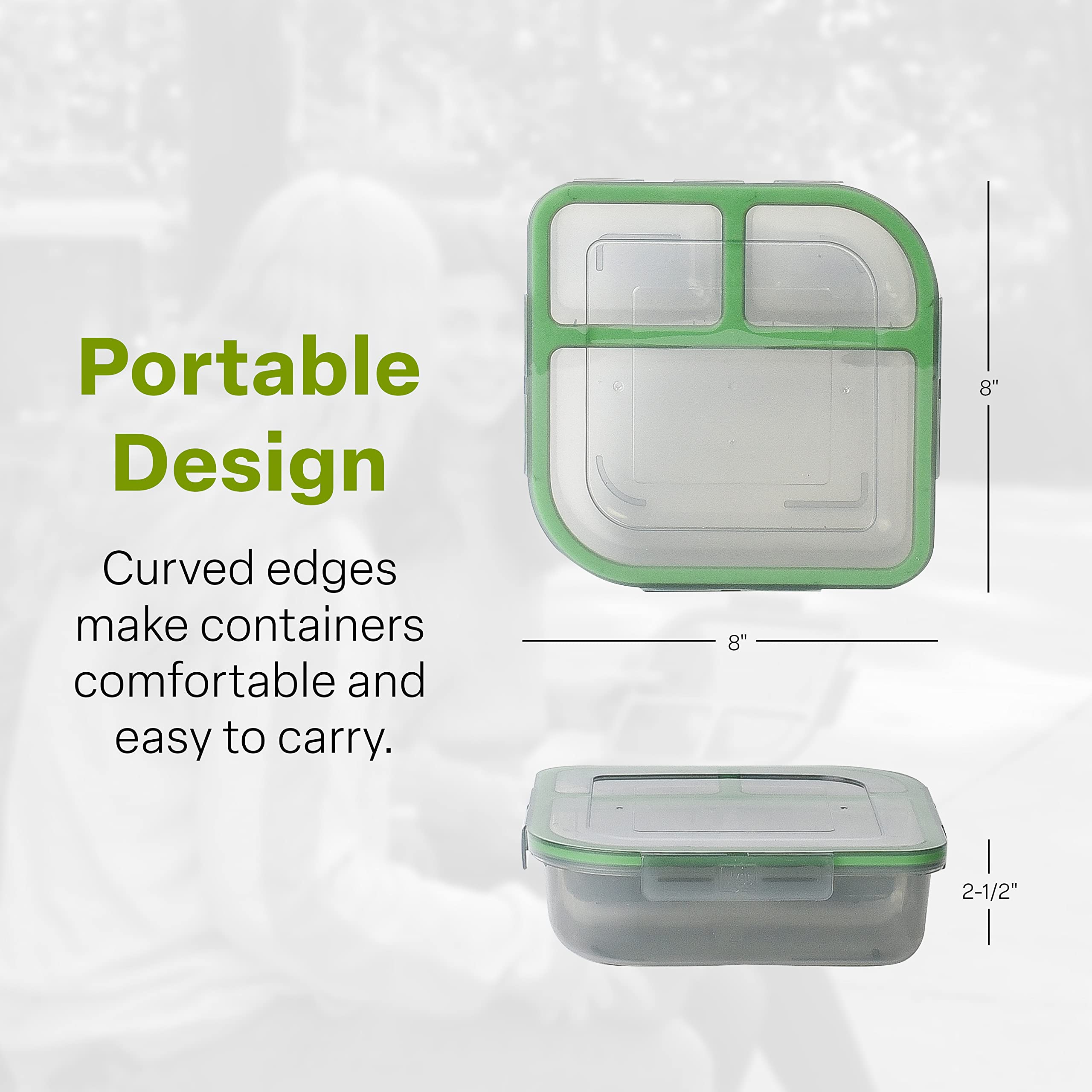 Mygo Container Large To-Go Single Compartment Container, 9''X 9'' X 2-1/2'', Reusable, Microwave Safe, Nsf Certified, Smoke/Gree