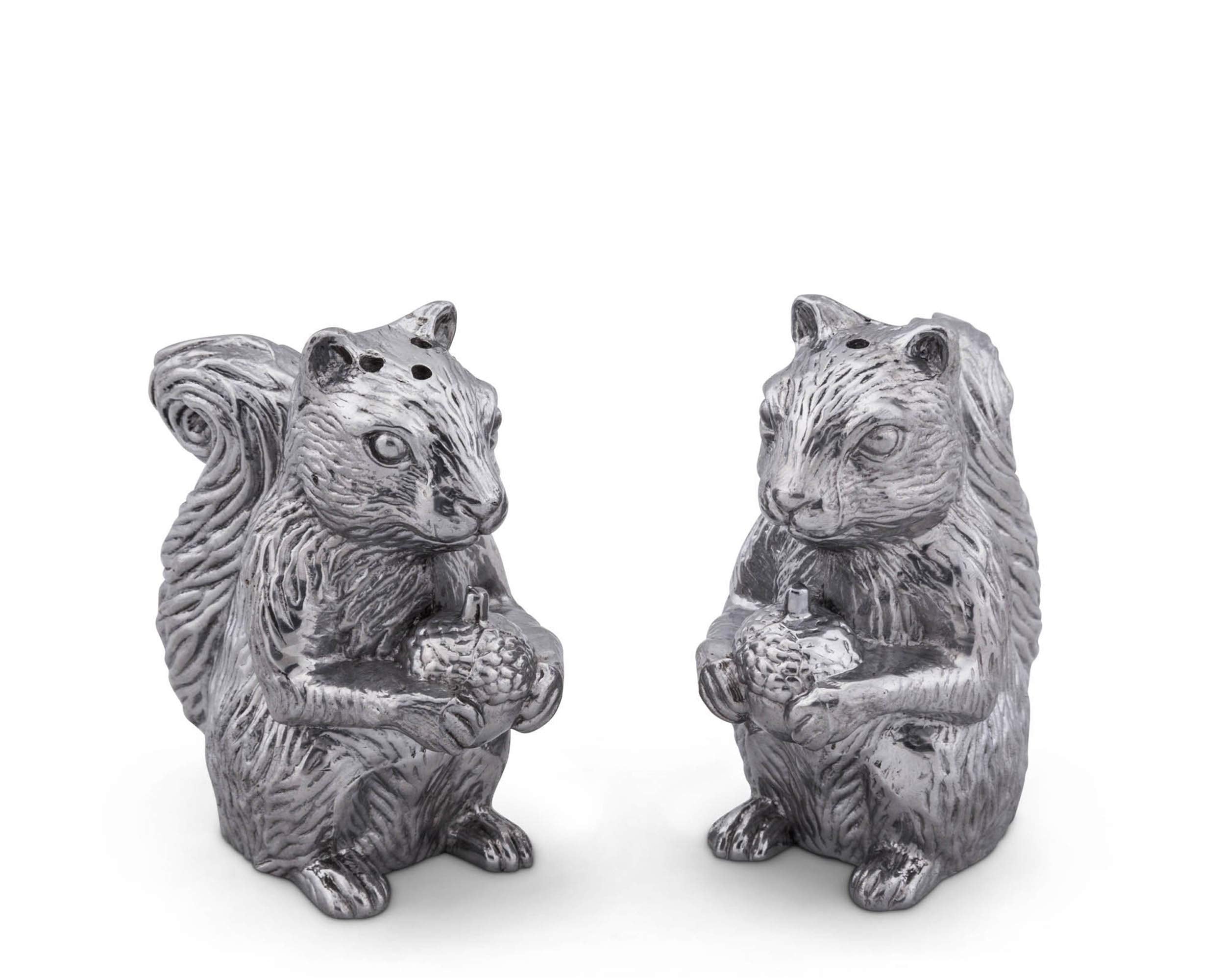 Arthur Court Aluminum Squirrels Salt & Pepper Set tall S/P Shaker 3.5 Inch Tall