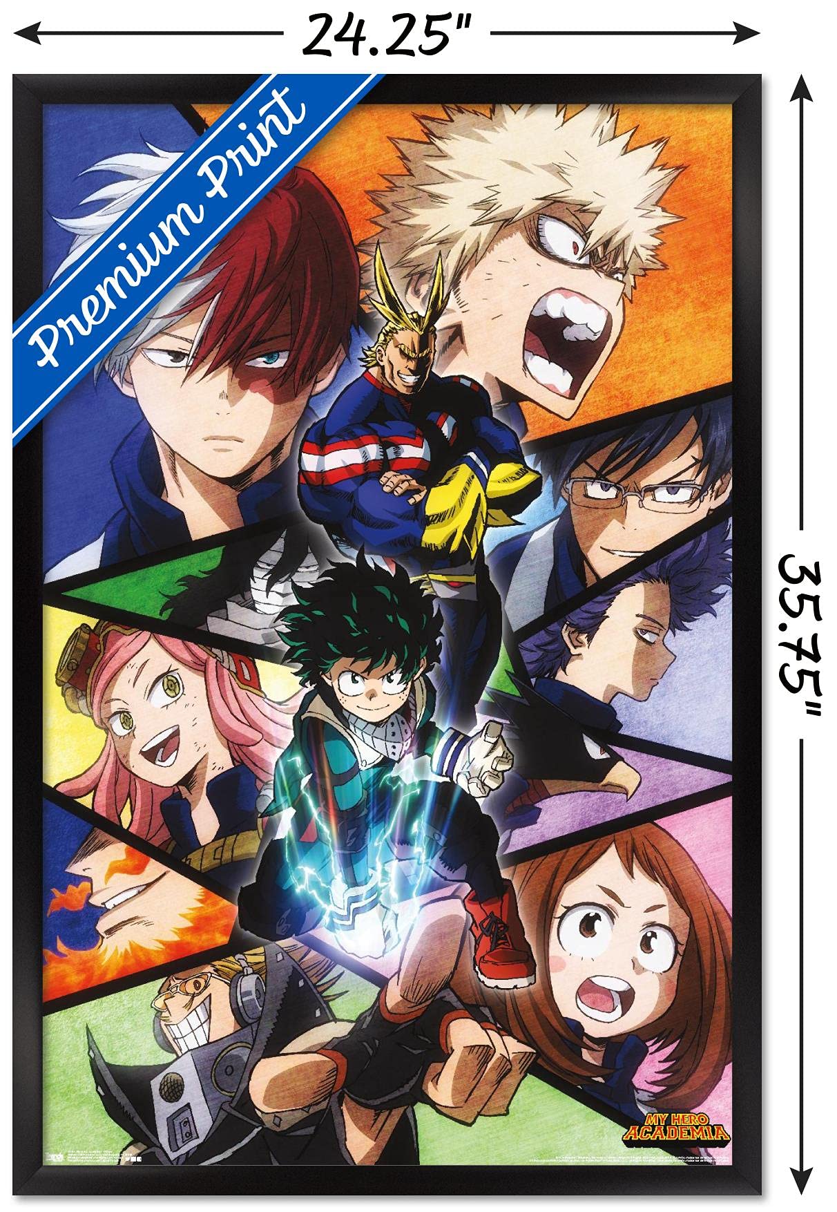 Trends International My Hero Academia-Faces Wall Poster, 22.375'' X 34'', Black Framed Version