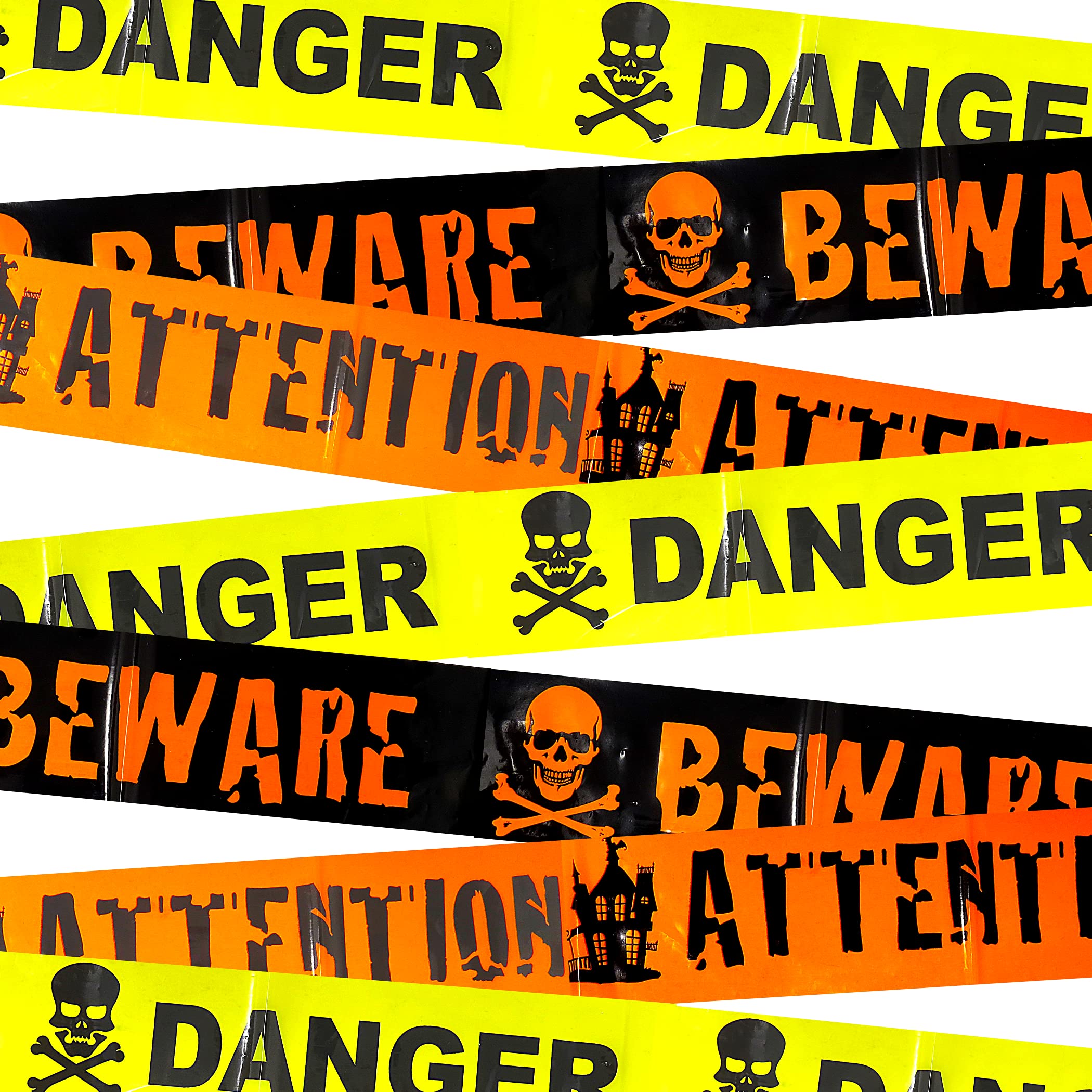 Needzo Halloween Tape Door Decorations, Decorative Caution Accessory That Reads Danger Beware Attention, 30 Ft