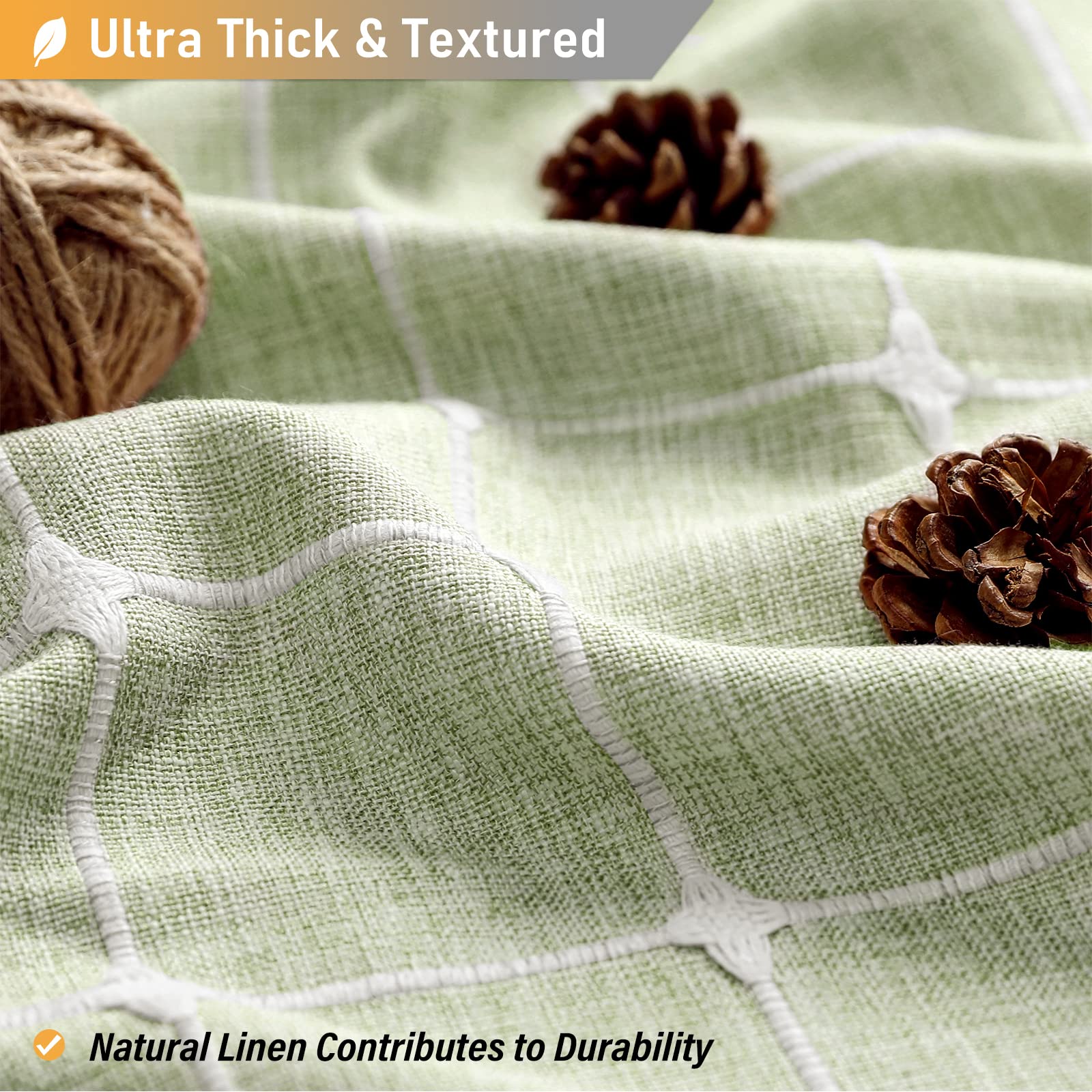 Bttn Extra Long Shower Curtain - 72X96 Inch Long Large Boho Linen Fabric Shower Curtain Set With Plastic Hooks, Tall Bohemian Fa