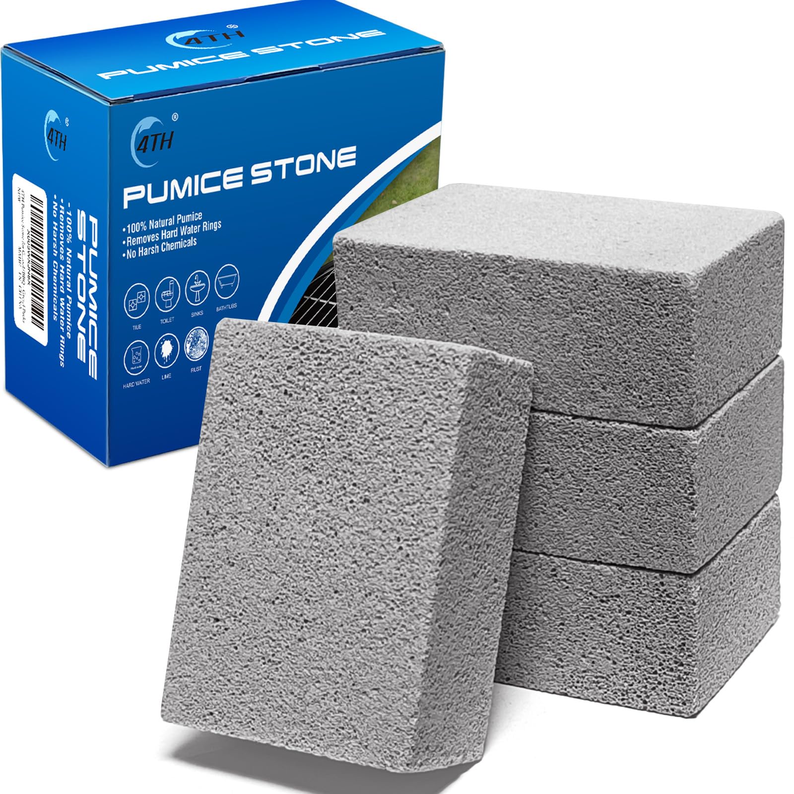 4TH Pumice Stone for Grill Cleaning,Heavy Duty Cleaning Brick,Easy to Remove Stubborn Stain for Griddle/Swimming Pool/BBQ Outdoo