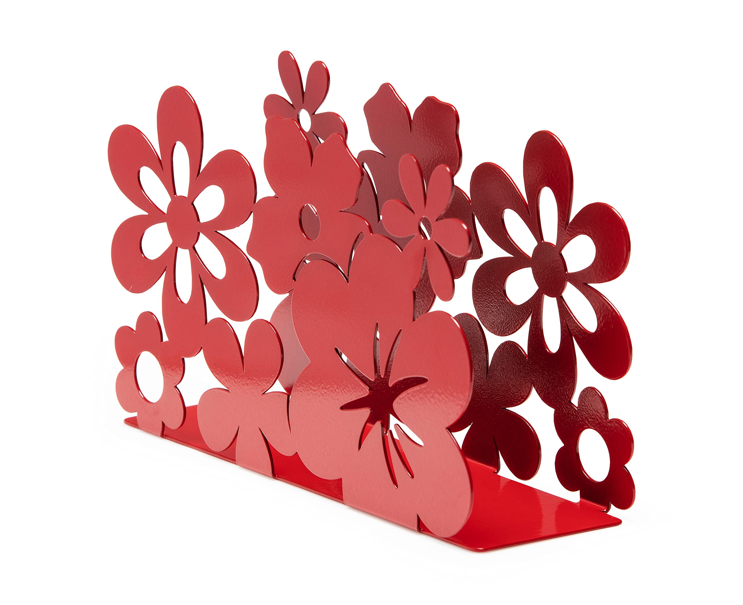 Mango Steam Tabletop Napkin/Tissue & Letter Holder For Home, Kitchen, Restaurants (Flower, Red)