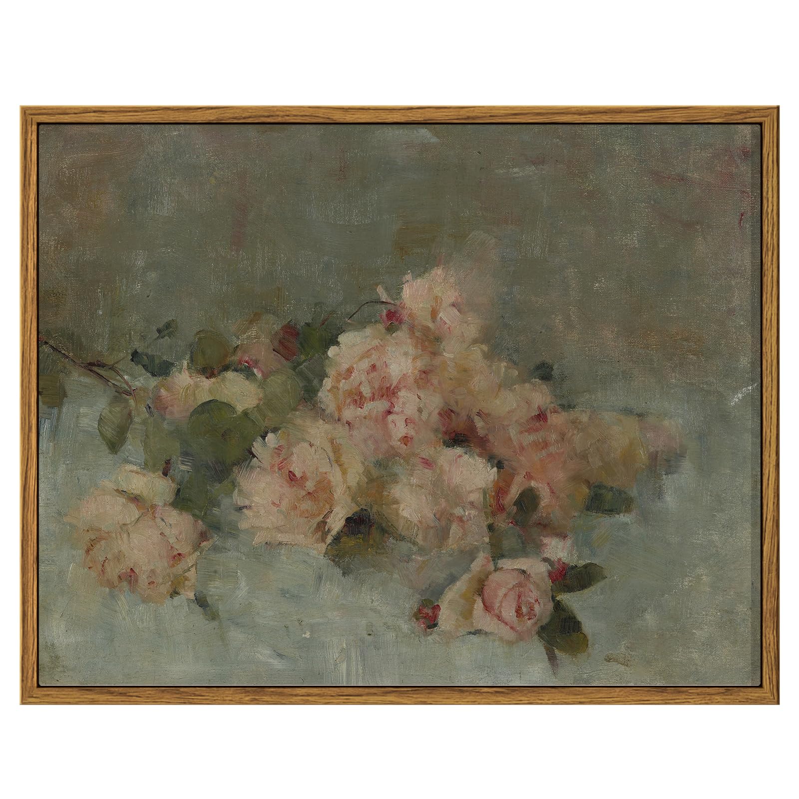 Insimsea Framed Wall Art For Living Room Decor Classical Oil Painting Roses Canvas Prints Vintage Wall Art Decorations For Bedro