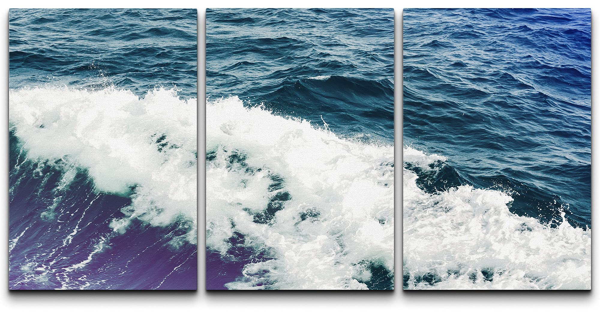 Wall26 Canvas Print Wall Art Set Blue Sea Wave Foam In Tropical Ocean Nature Wilderness Photography Realism Rustic Landscape Col