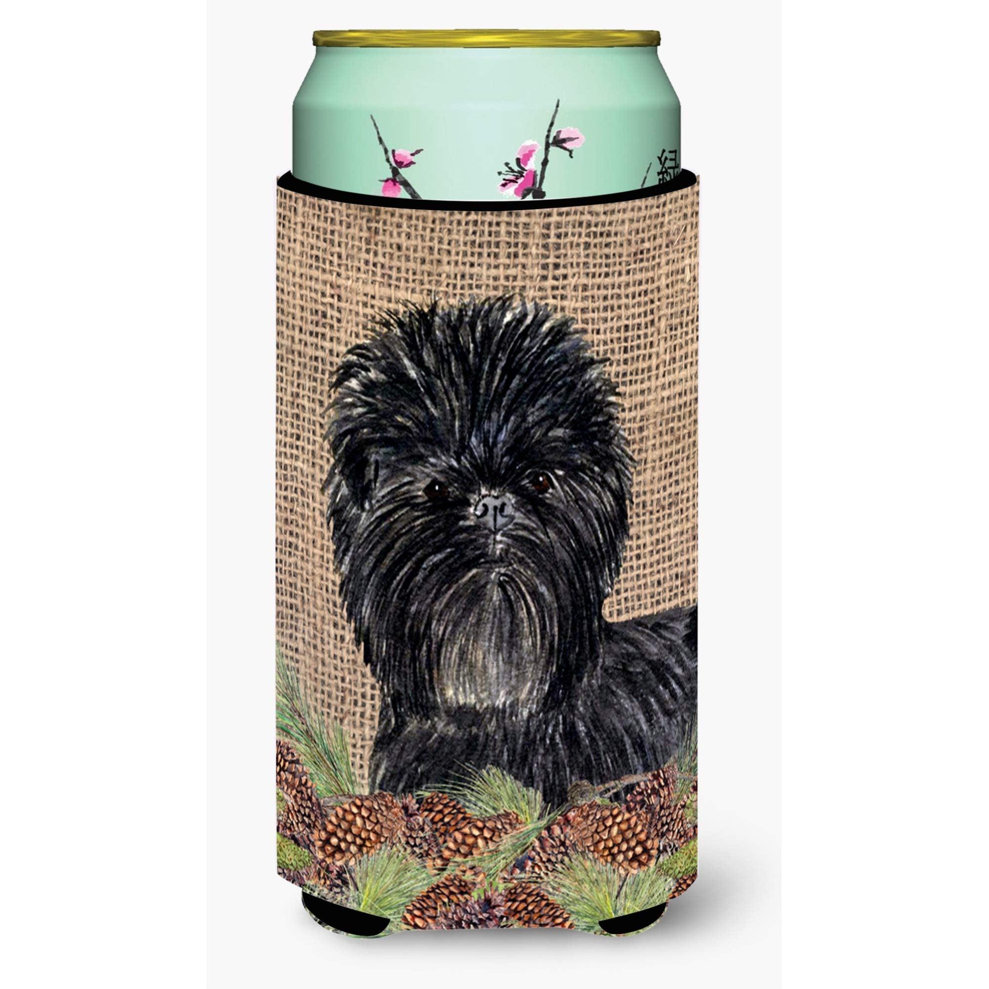 Caroline'S Treasures Ss4100Tbc Affenpinscher On Faux Burlap With Pine Cones Tall Boy Hugger Can Cooler Sleeve Hugger Machine Was