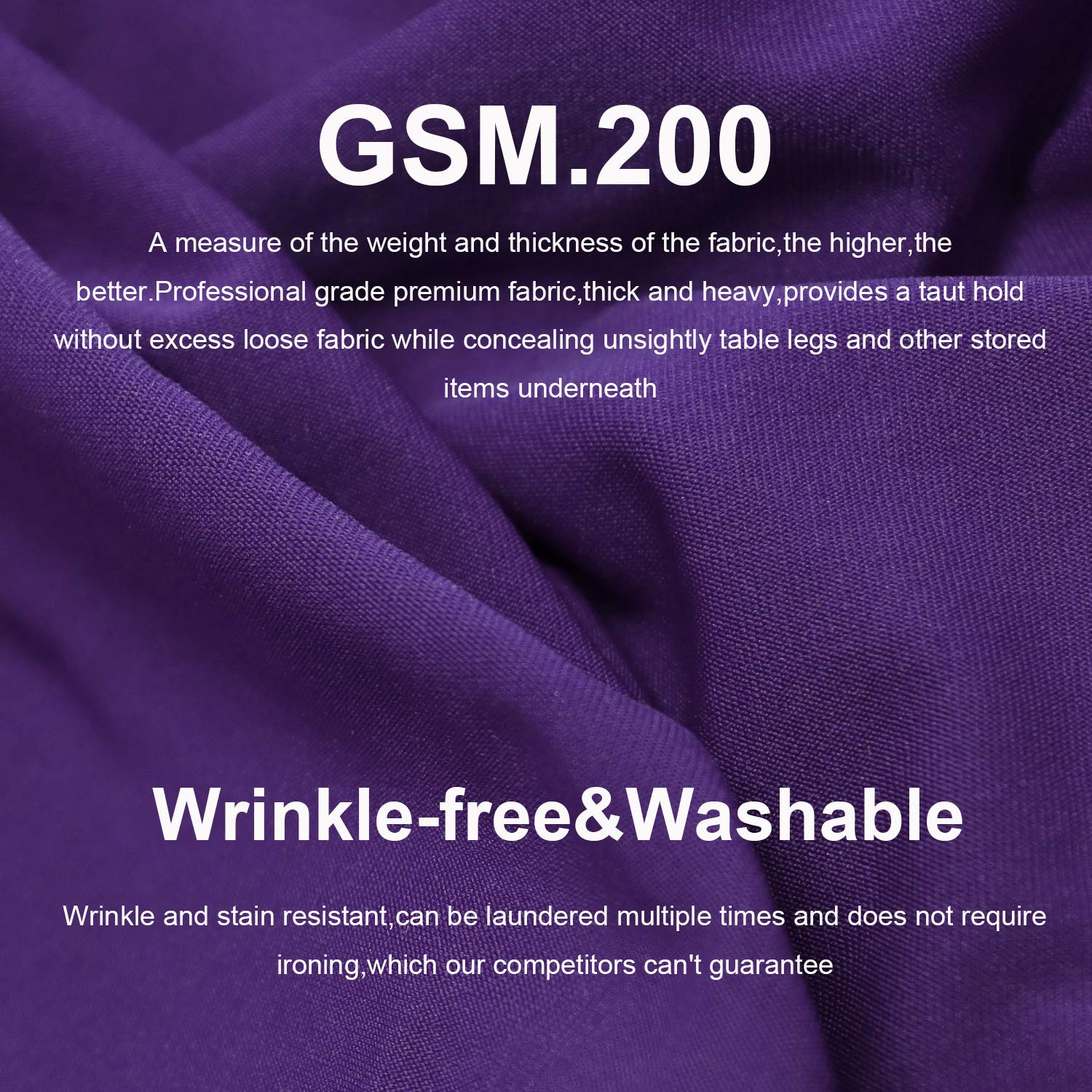 RELIANCER 2 Pack 8FT Rectangular Spandex Table Cover Four-Way Tight Fitted Stretch Tablecloth Table Cloth for Outdoor Party DJ Tradeshow Banquet Vendor Wedding Celebration (2PC 8FT  Purple)