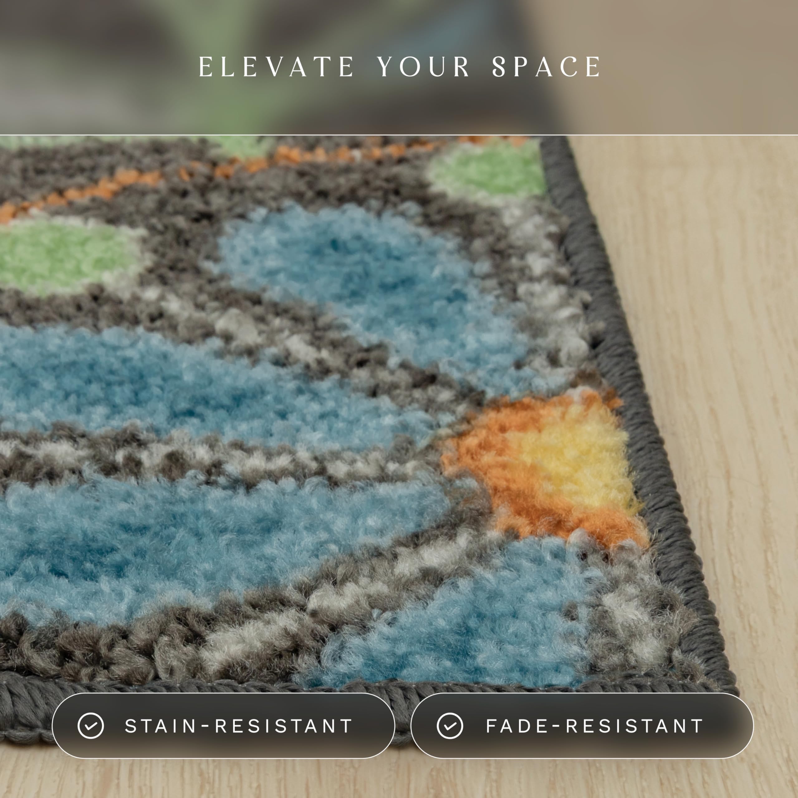 Maples Rugs Reggie Floral Runner Rug - Made in USA - Washable, Non Slip Indoor Carpet for Kitchen, Hallway, and Laundry Room, 2