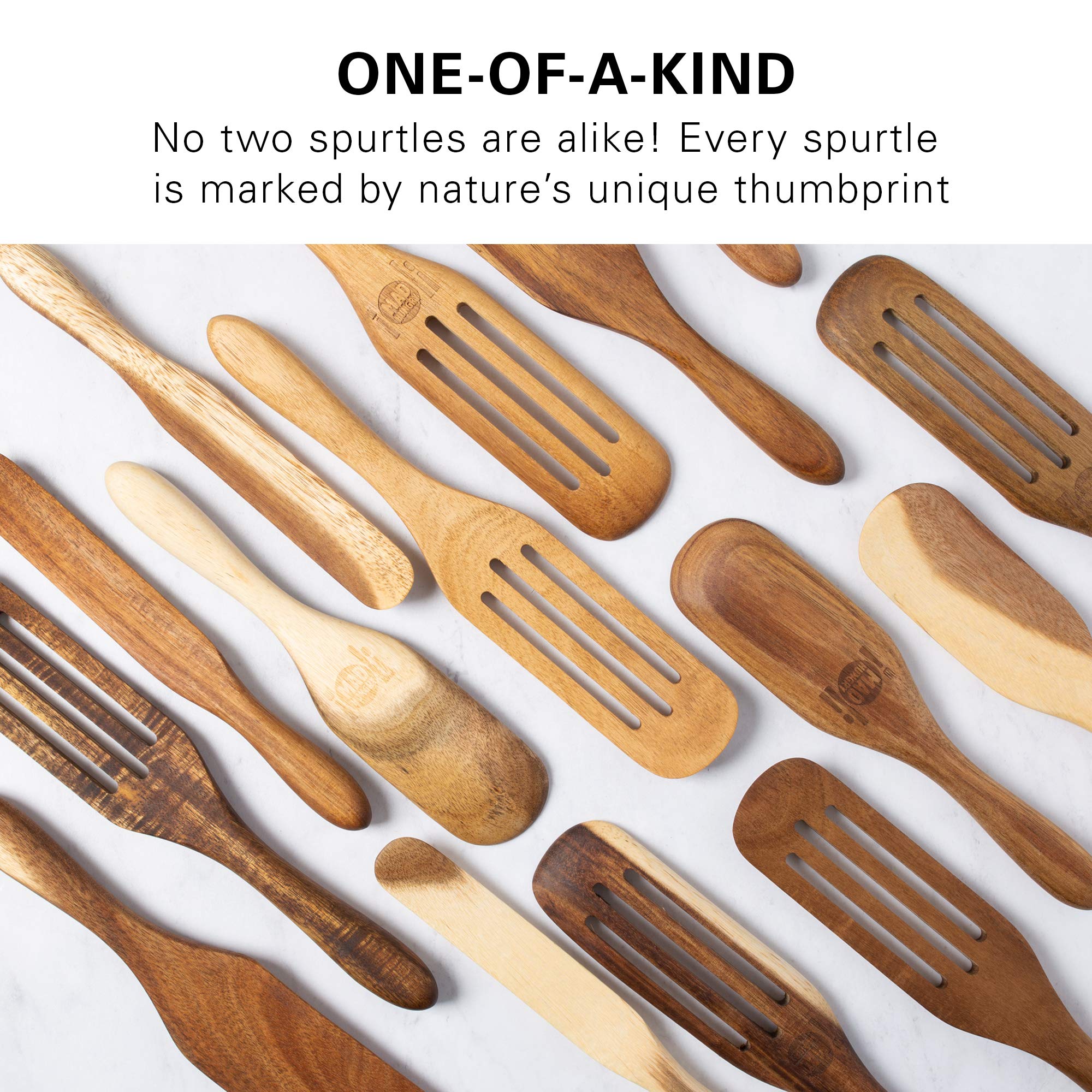 As Seen On Tv, Mad Hungry Spurtle 4Pc Set, Acacia Premium Wood Finish, Cooking Utensils For Non Stick Cookware, Baking, Whisking