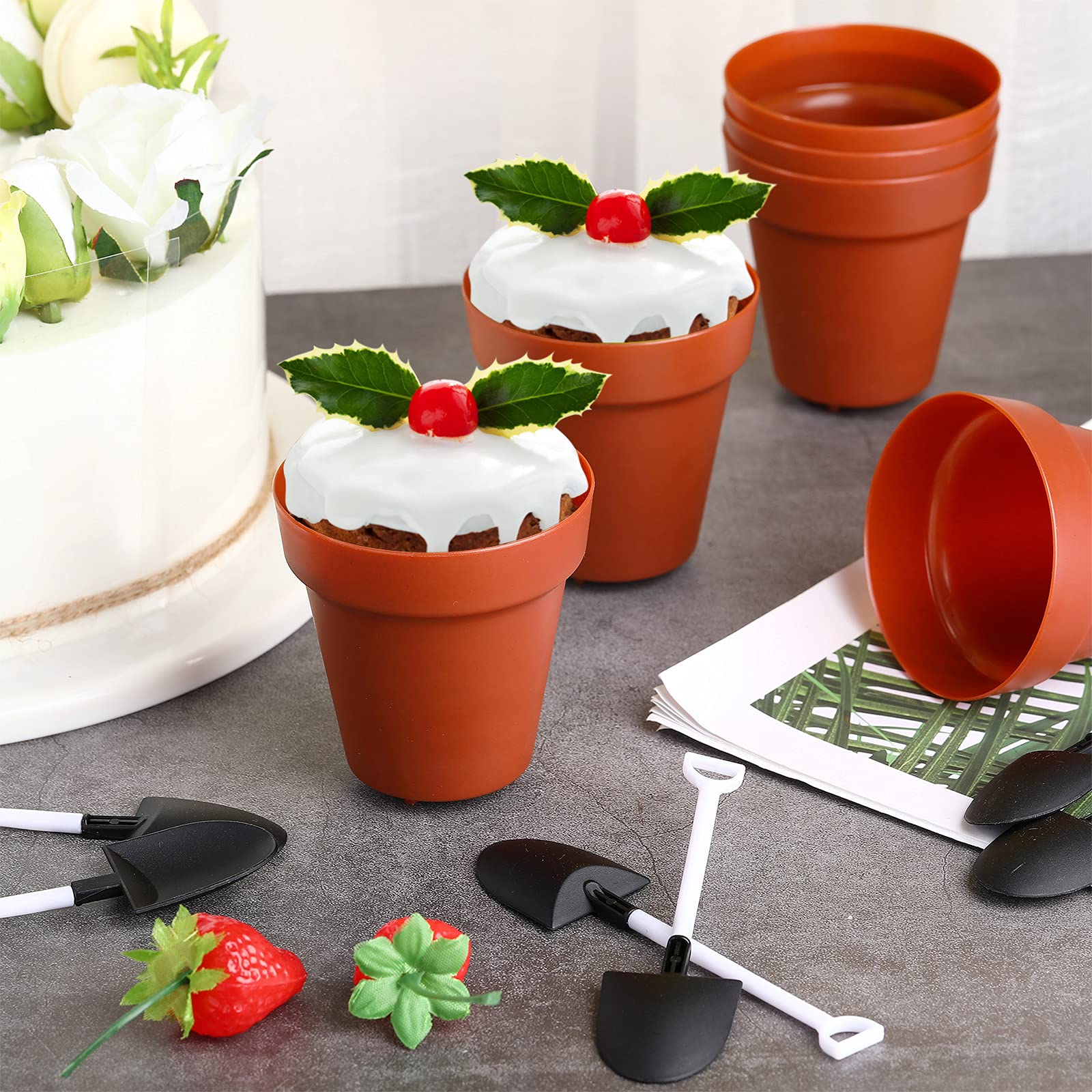 Patelai 50 Set Plastic Dessert Cups With Shovel Spoons, Flowerpot Cake Desserts Cups For Construction Birthday Party Supplies, I
