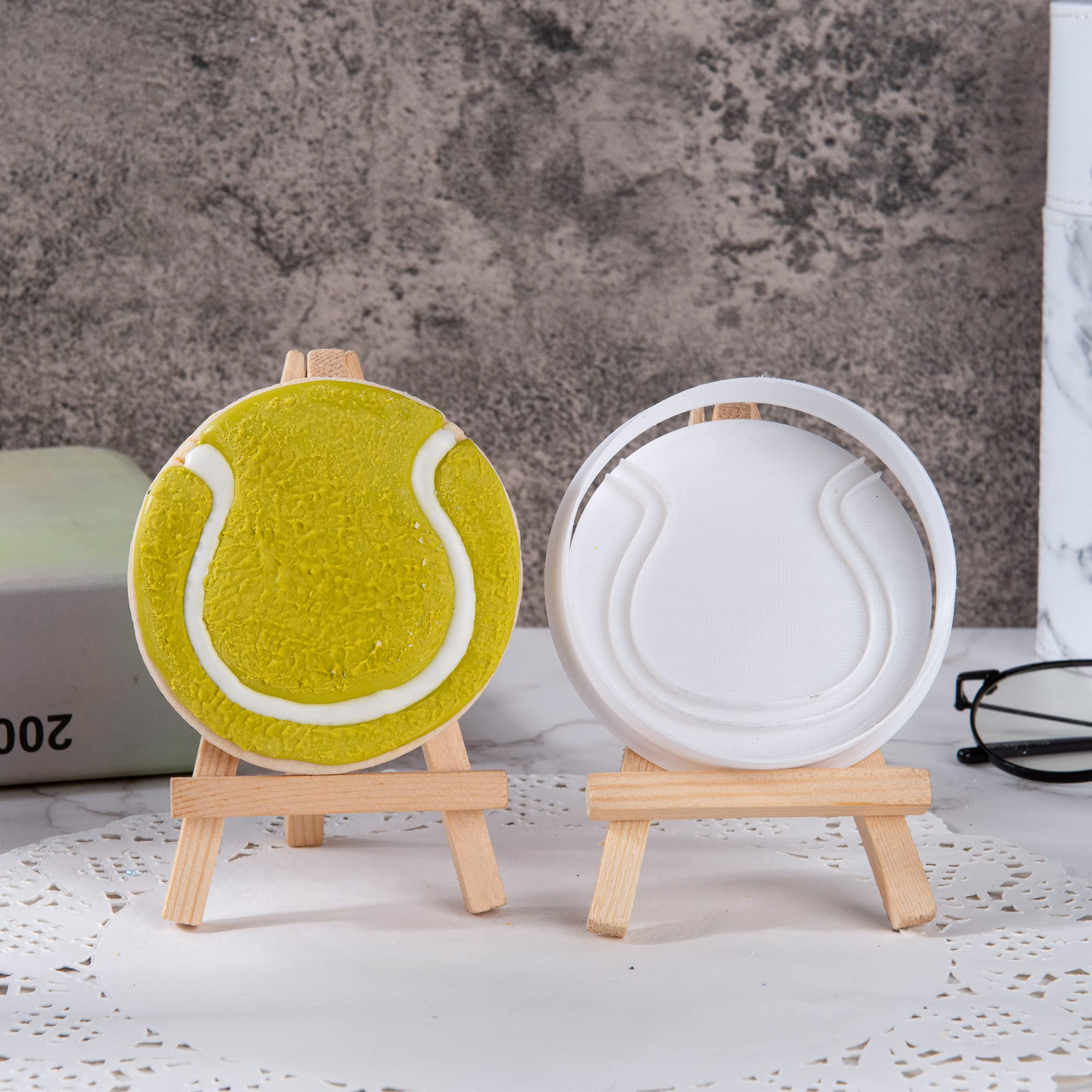 Mostop Tennis Cookie Cutter With Stampers, 3D Sports Cookie Cutter Set, Cake Decoration Tools Birthday Party Supplies Favors