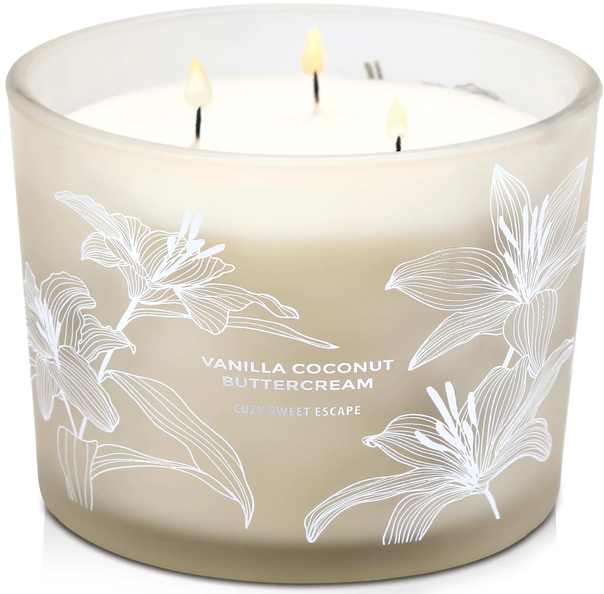 Vanilla Coconut Buttercream 3-Wick Soy Scented Candle, 14.5 oz | Highly Scented, Long-Lasting Clean Burn | Creamy Vanilla & Toas