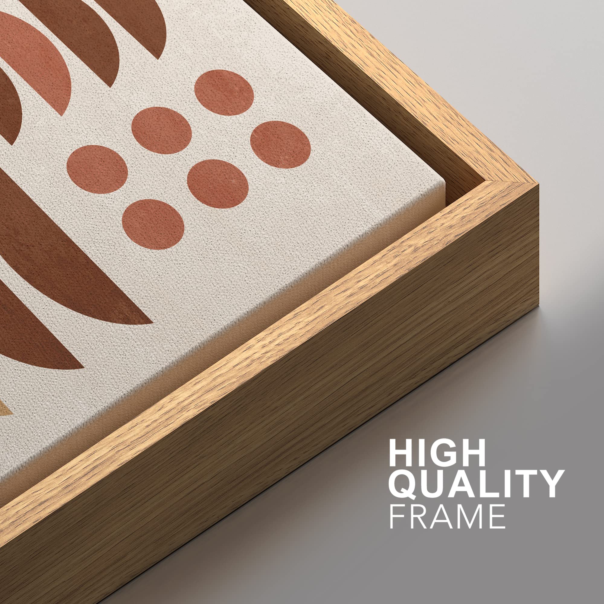 Signford Framed Canvas Print Wall Art Set Mid-Century Geometric Semi Circle Variety Abstract Shapes Illustrations Modern Art Dec