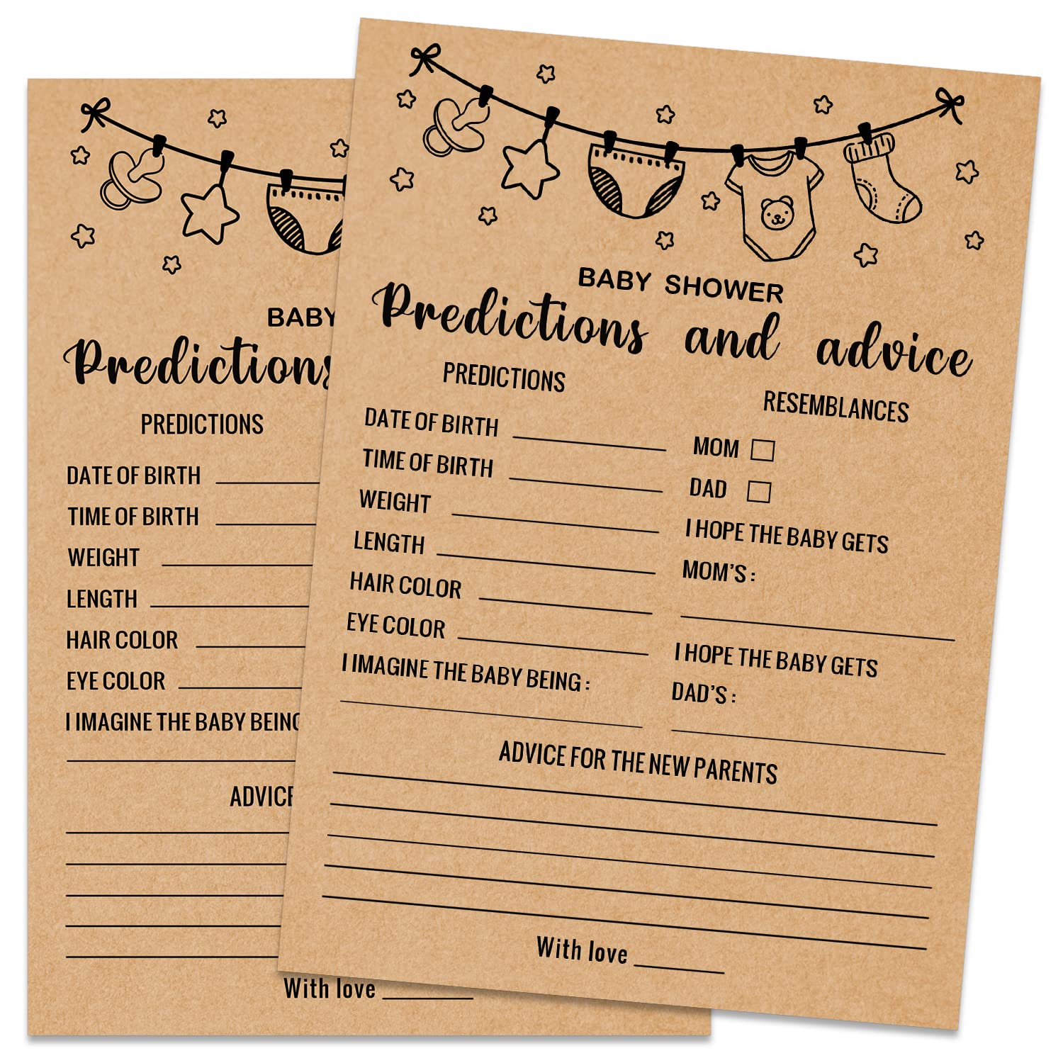 Baby Predictions And Advice Baby Shower Game, Girl Or Boy Babies New Parent Message Advice Book, Baby Shower Party Games Supplie