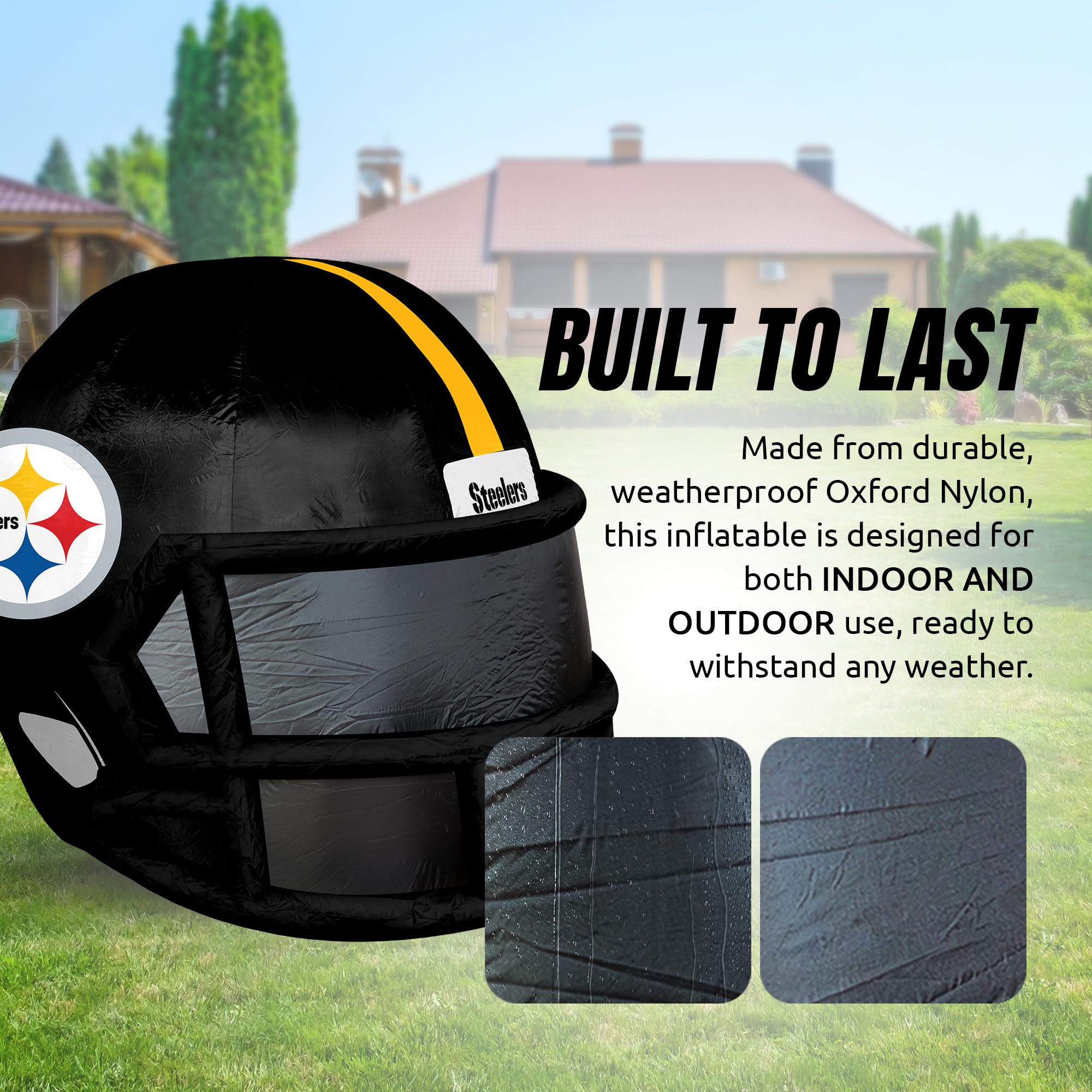 Sporticulture NFL Pittsburgh Steelers 4ft Inflatable Helmet with LED Lights & Built-in Blower - Merchandise Decor Ideal for Lawn
