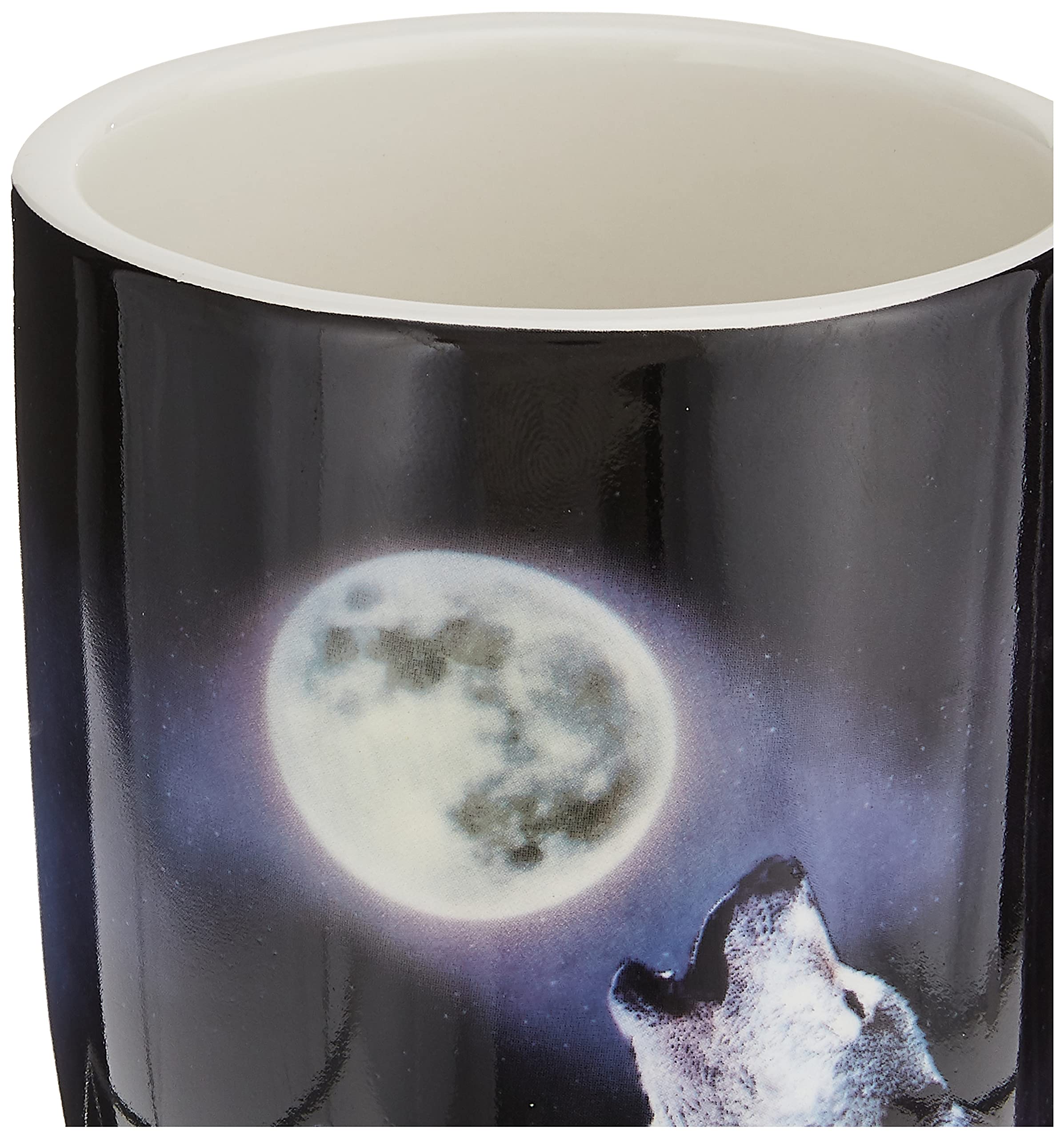 Spoontiques - Ceramic Travel Mugs - Wolves Moon Cup - Hot Or Cold Beverages - Gift For Coffee Lovers
