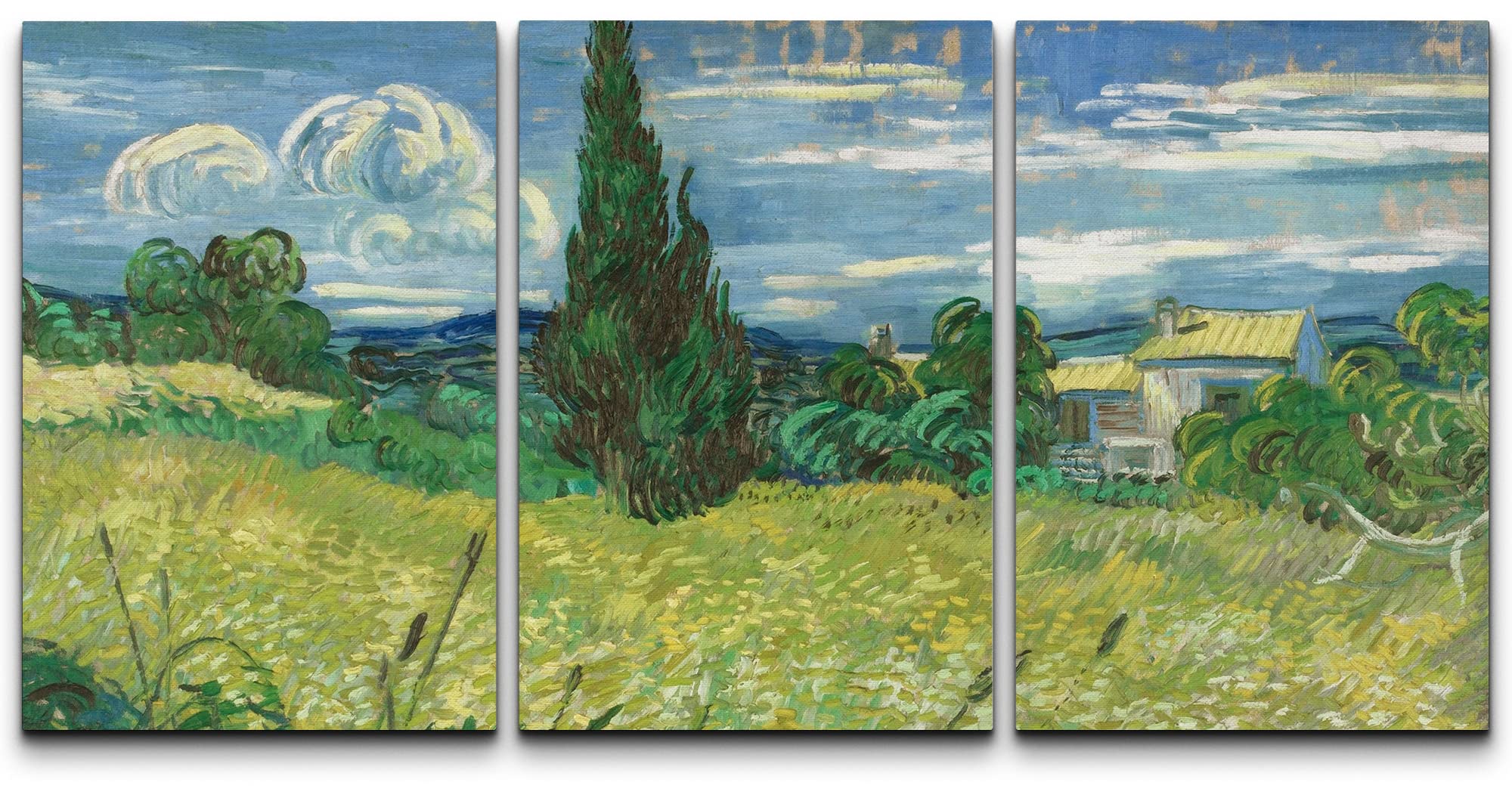 Wall26 Canvas Print Wall Art Set Green Wheat Field With Cypress Trees Vincent Van Gogh Classical Illustrations Fine Art Historic
