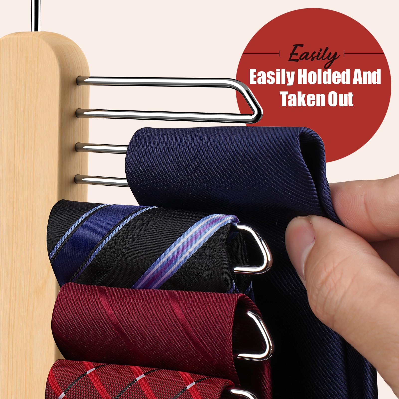 Uinicor Tie Hanger 2 Pack,Tie Organizer For Closet 20 Storage Capacity,Wooden Necktie Organizer Tie Storage,360 Degree Rotating