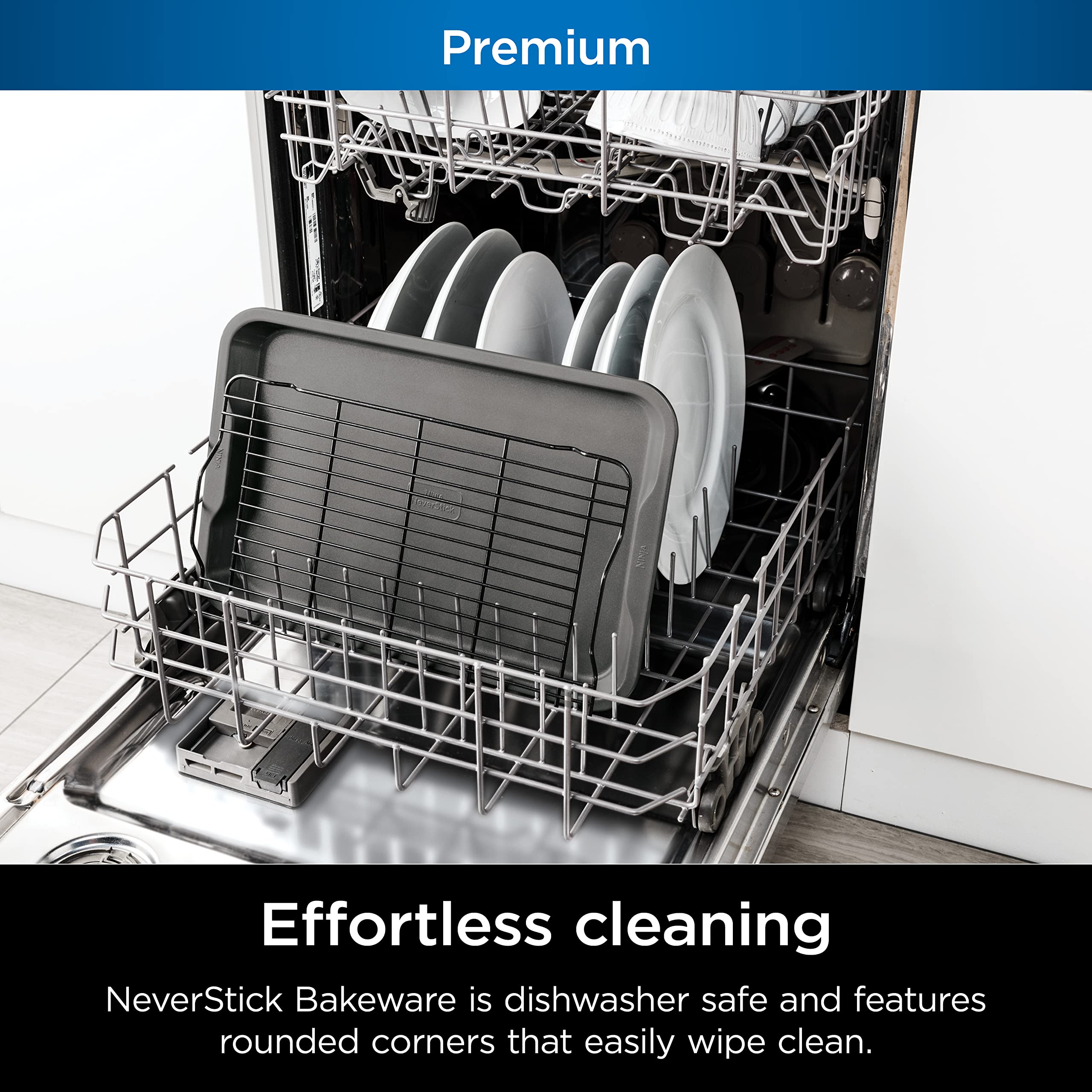 Ninja B32102 Foodi Neverstick Premium 2-Piece Bakeware Sheet Set, Nonstick, Oven Safe Up To 500F, With 10 X 15 Inch Baking Sheet