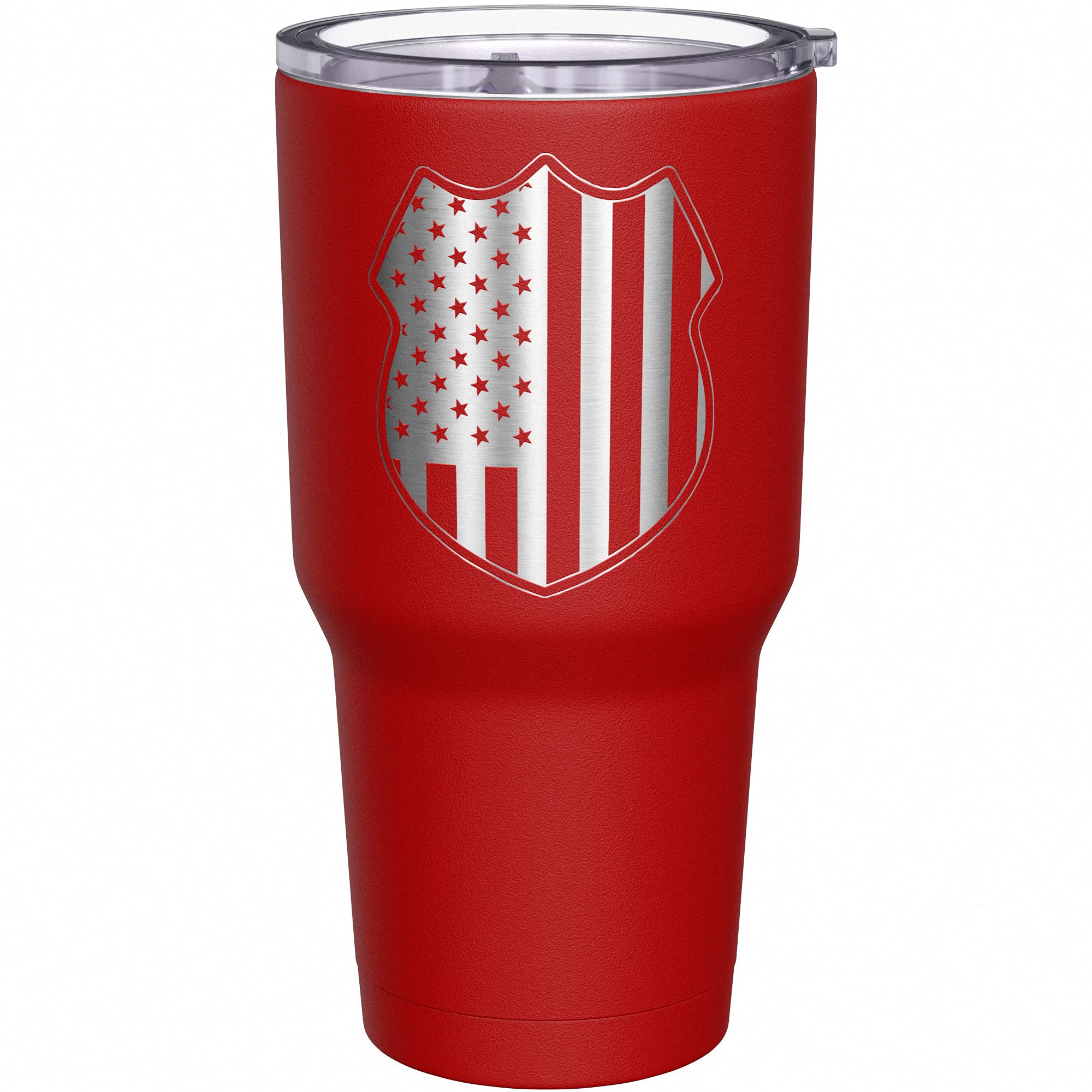 We The People Holsters - Police Shield - Coffee Tumbler - American Flag Coffee Travel Mug - Engraved Tumbler - Double Insulated Tumbler - 30 oz