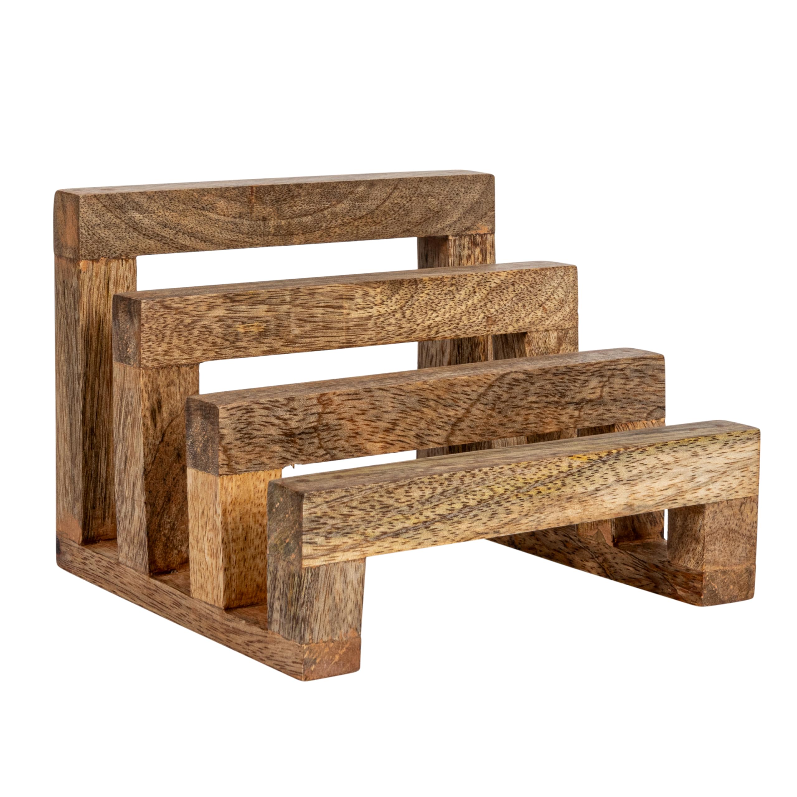 Creative CoOp 6 Inches Mango Wood Cutting Board Stand with 3 Sections for Kitchen, Natural