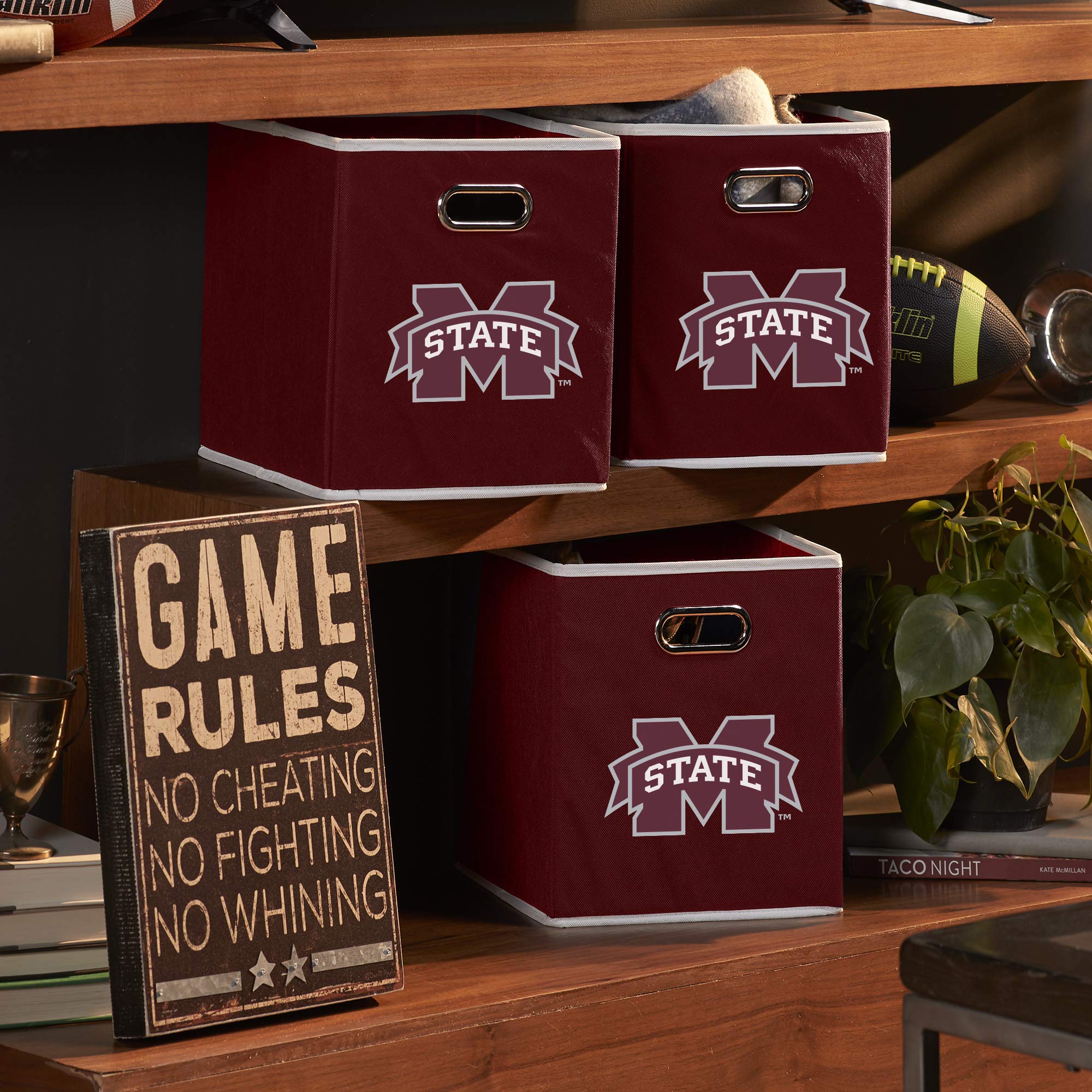 Franklin Sports Mississippi State Bulldogs Collapsible Storage Bin-Made To Fit Storage Bin Organizers-10.5'' X10.5 - College Nca