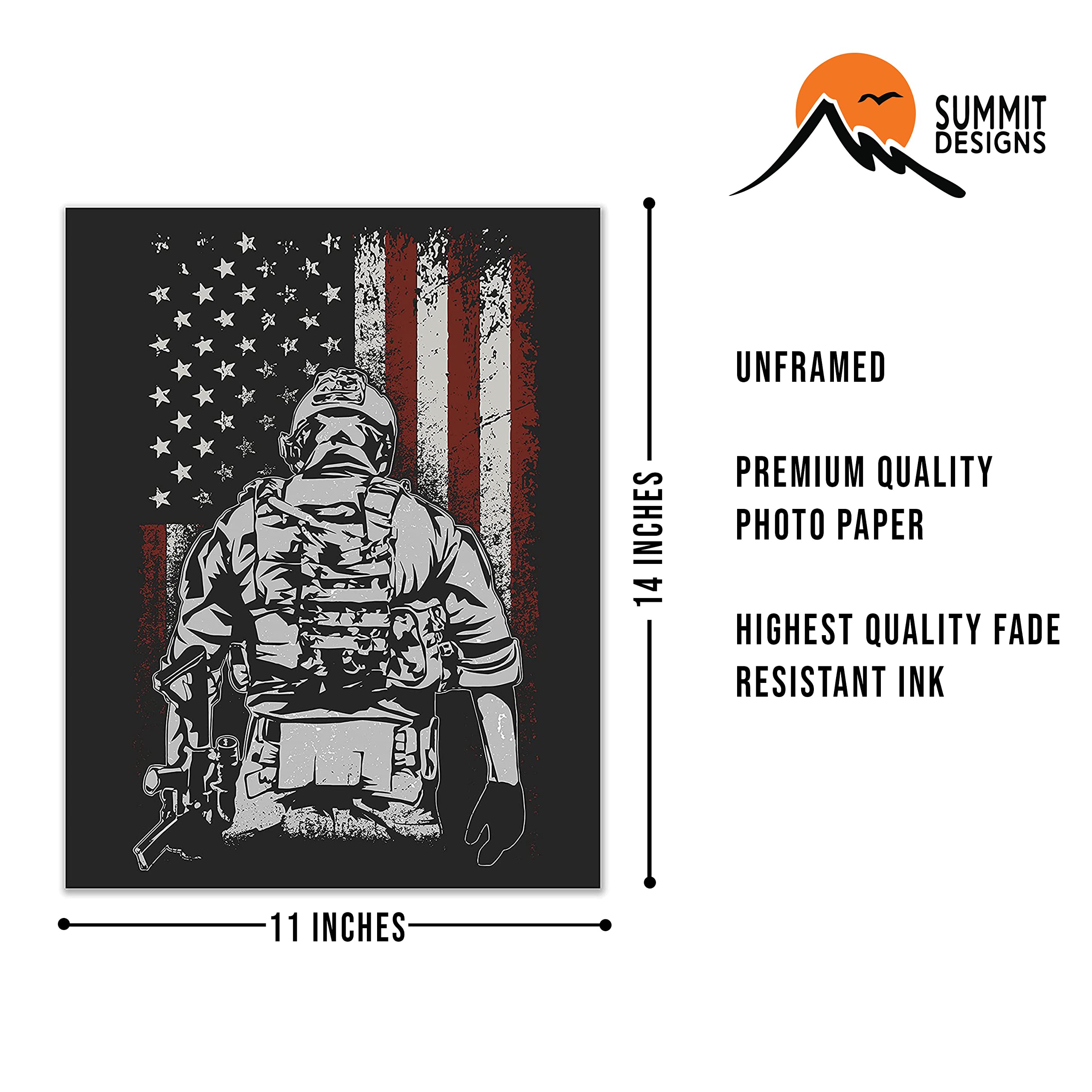 Summit Designs Military Usa Wall Art Decor Prints - Single (11X14) Unframed Poster Photo - Navy Army Marine Seals Air Force - So