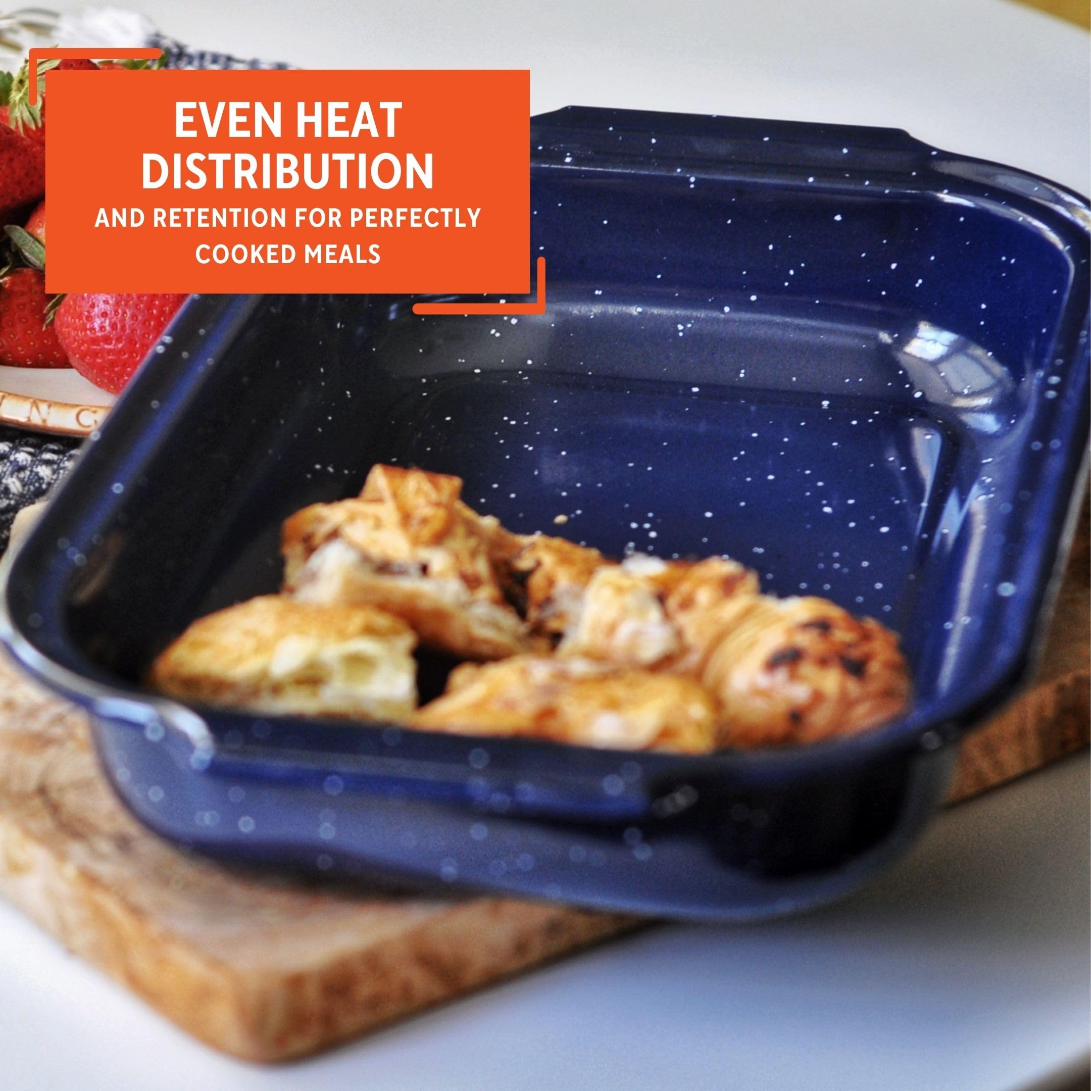 Imusa Traditional Blue Speckled Roaster/Baking Pan 12'' X 7.8