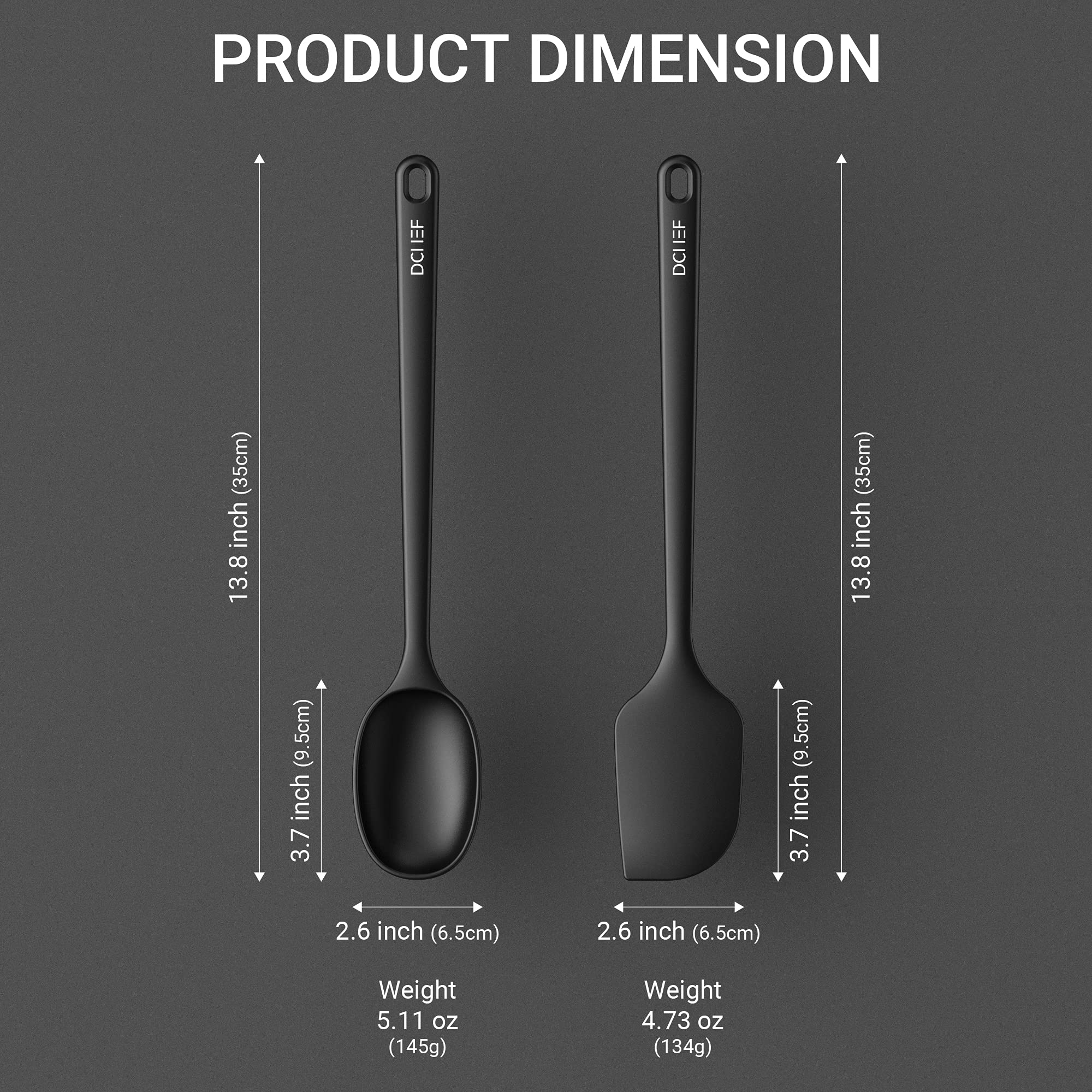 Dailychef 2 Pack Large Silicone 14 Inch Spatula & Spoonula Set With 600F Heat Resistant One Piece Design Seamless Rubber Kitchen