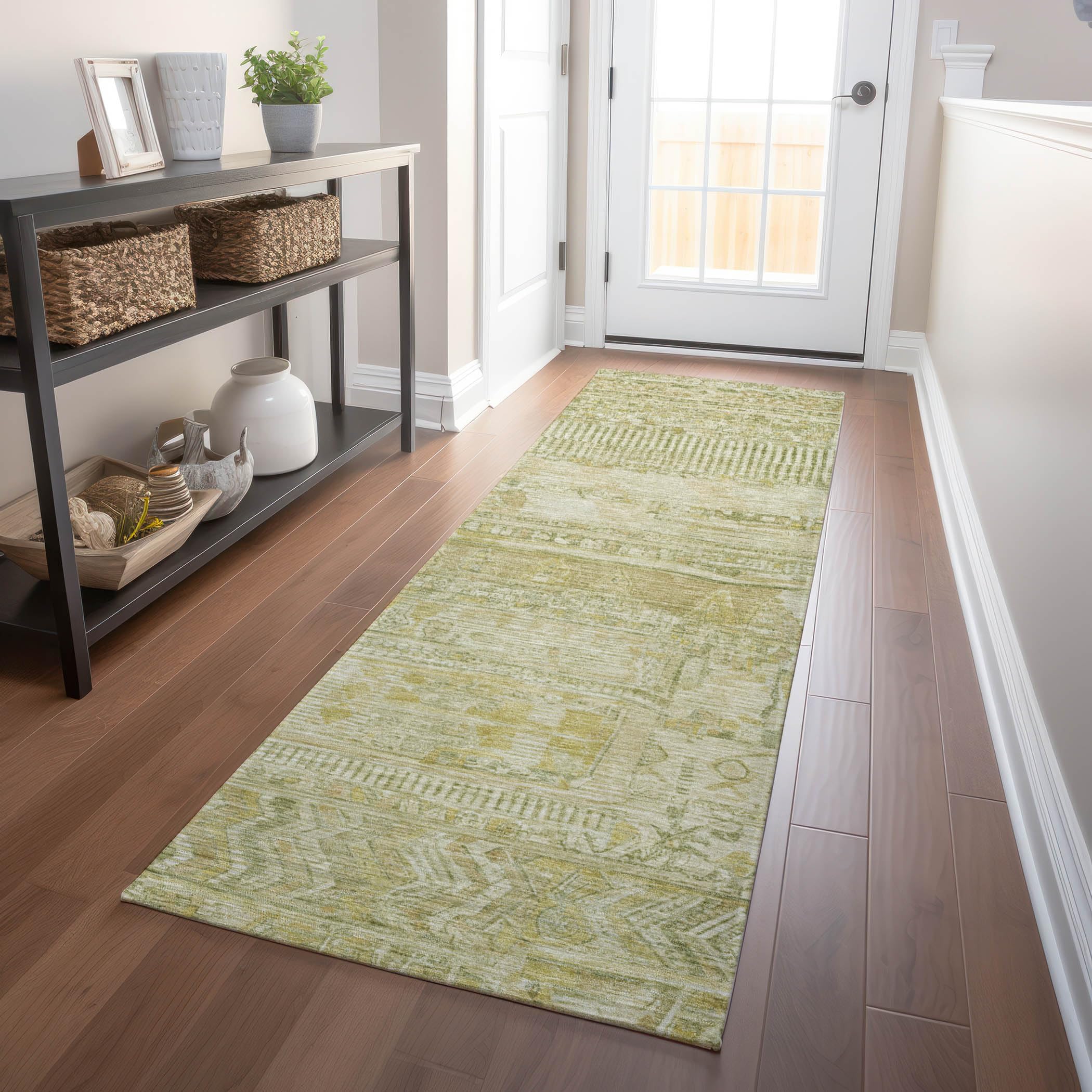 Machine Washable Indoor/Outdoor Chantille Tan 23 x 76 Runner Rug