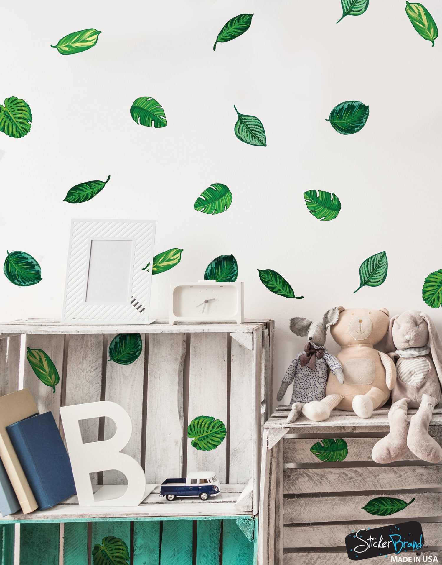 Set Of 24 Tropical Plant Leaves Wall Decal, Hawaiian Party Beach Theme Decor. Great For Birthdays, Prom, Wedding Events #6094S