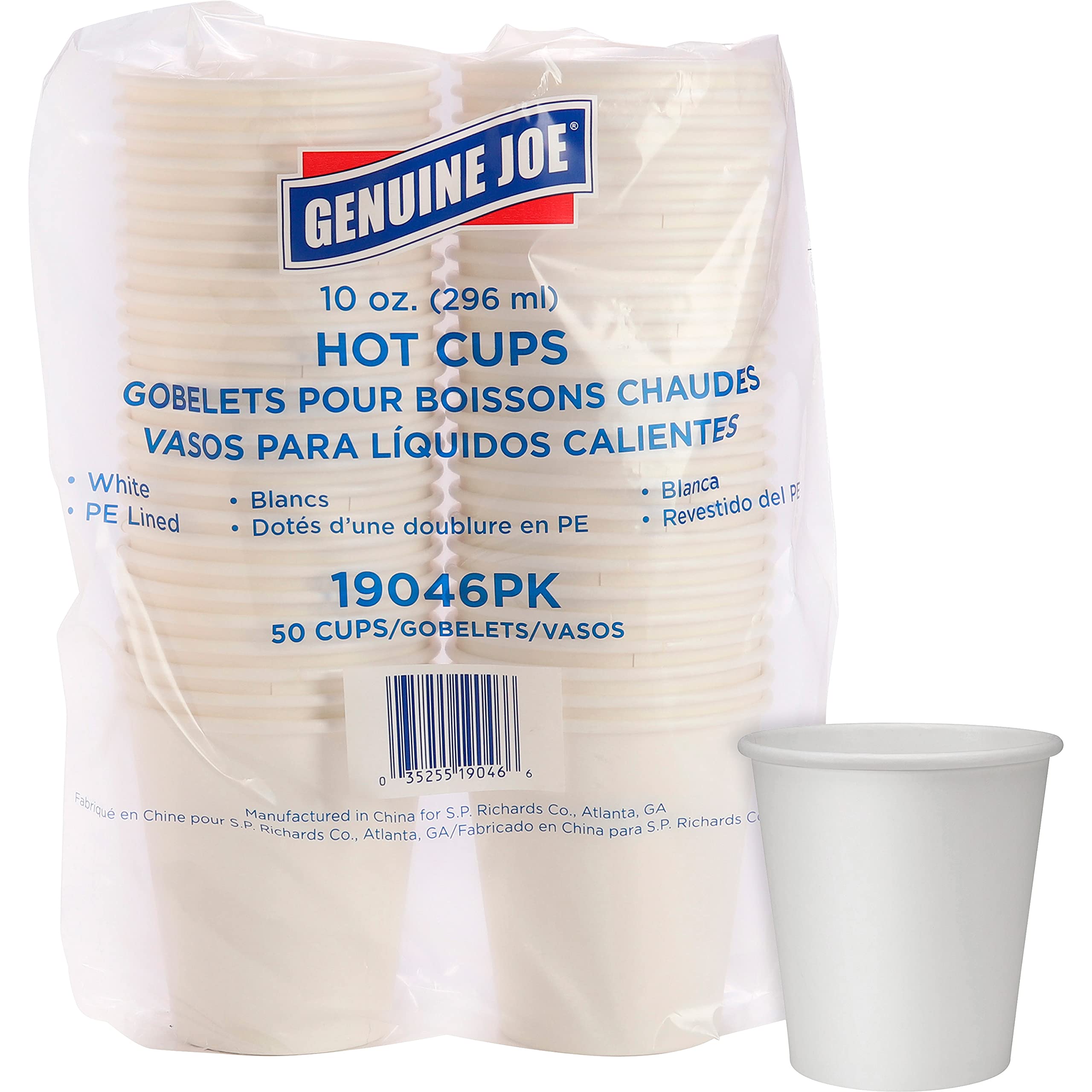 Genuine Joe Lined Disposable 10oz Hot Cups (Pack of 1000)