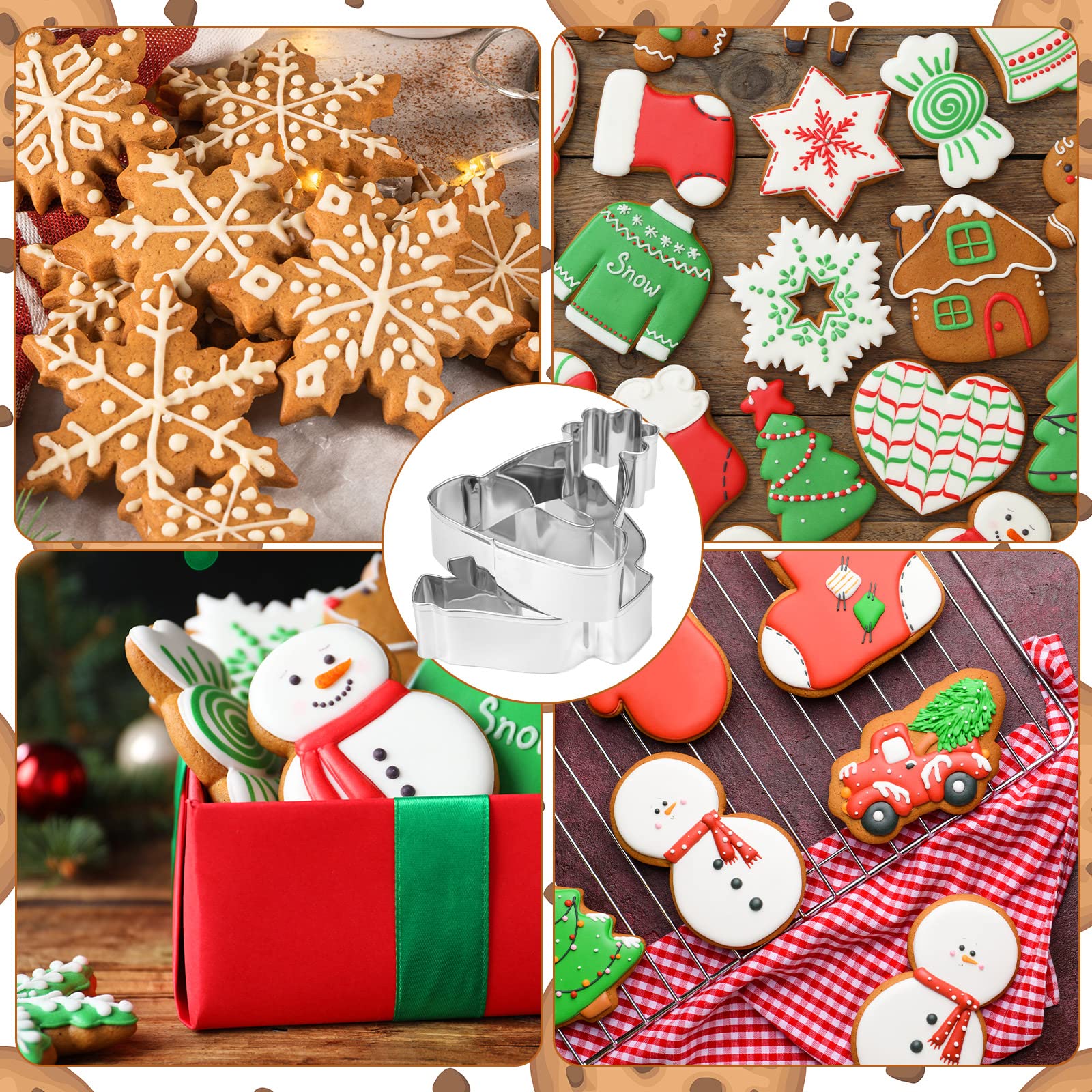 12 Pieces Winter Cookie Cutters Snowflake Cookie Cutters Cookie Cutters Set Coffee Mug Hot Cocoa Sweater Hat Mitten Cookie Cutte