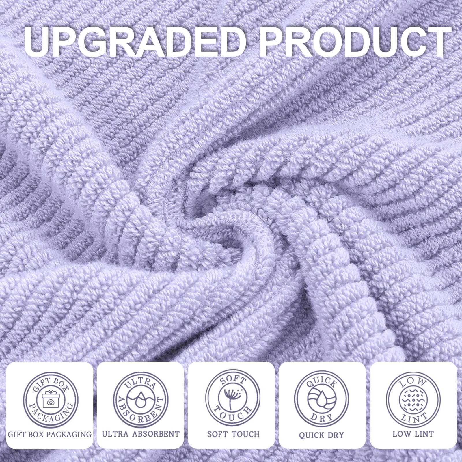 Voova & Movas Purple Bath Towels Set Of 4, Large 30'' X 56'' - 100% Cotton | Quick Dry | Light Weight | Thick | Soft | Absorbent