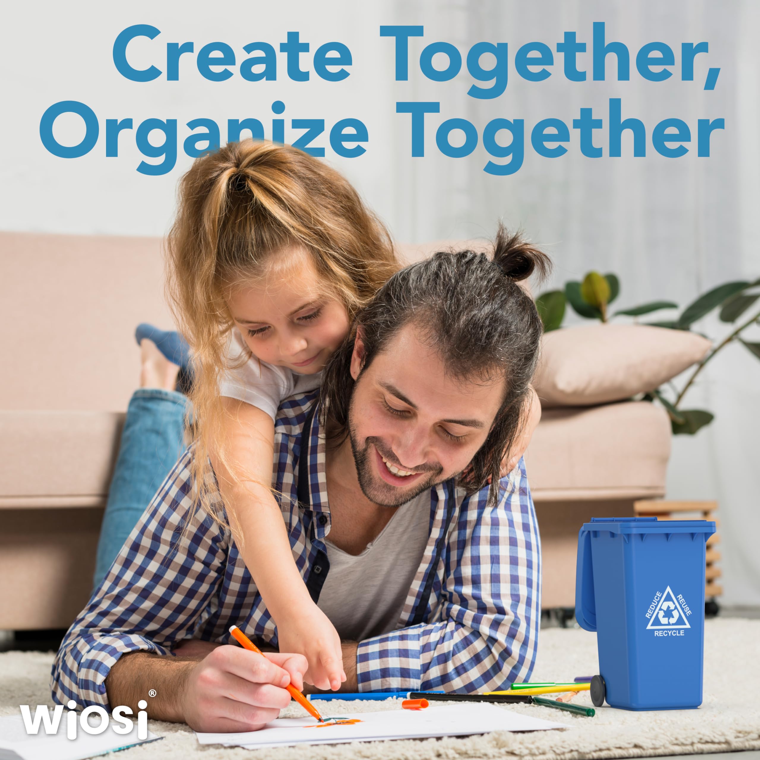 Wiosi Mini Garbage Trash Pen Holder For Desk | Tiny Recycle Bin Pencil Holder Green & Blue, Pack Of 2 | Storage For Pencil & Pen