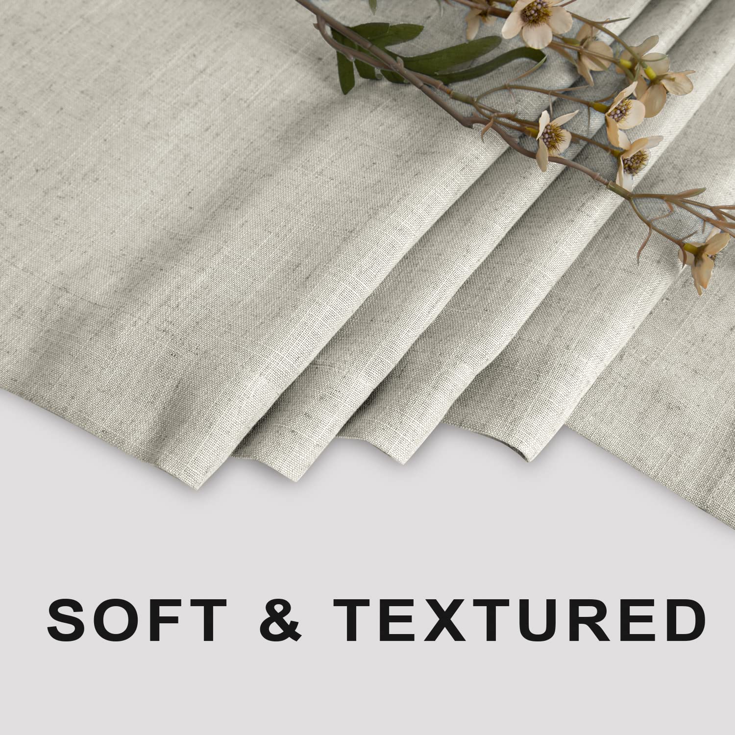 Koufall Linen Shower Curains 72X90 Inch Length For Bathroom,Extra Long Curtain Liner Set With Hooks,Tan Beige