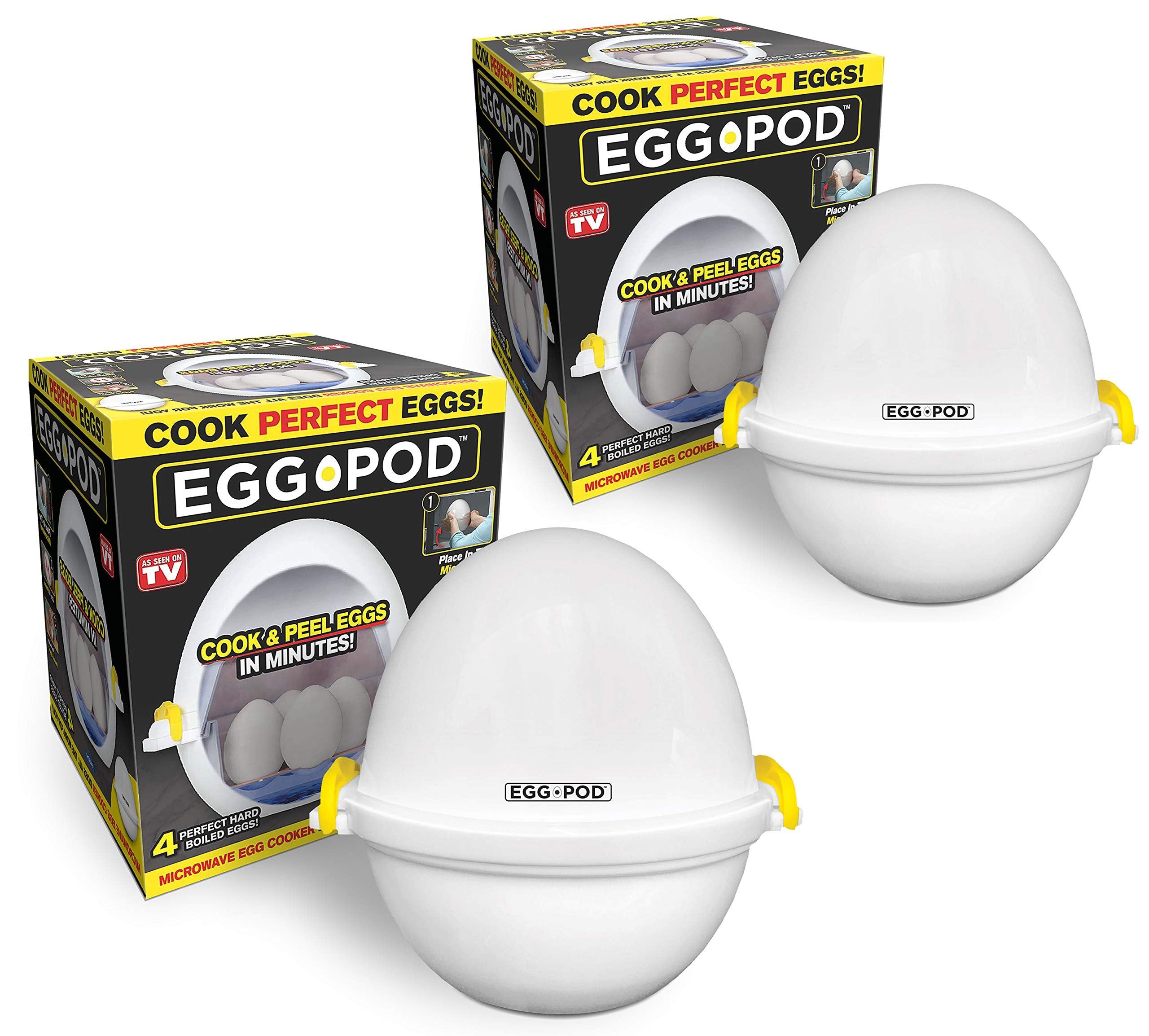 Egg Pod By Emson Microwave Hardboiled Egg Maker, Cooker, Boiler & Steamer, 4 Perfectly-Cooked Hard Boiled Eggs In Under 9 Minute
