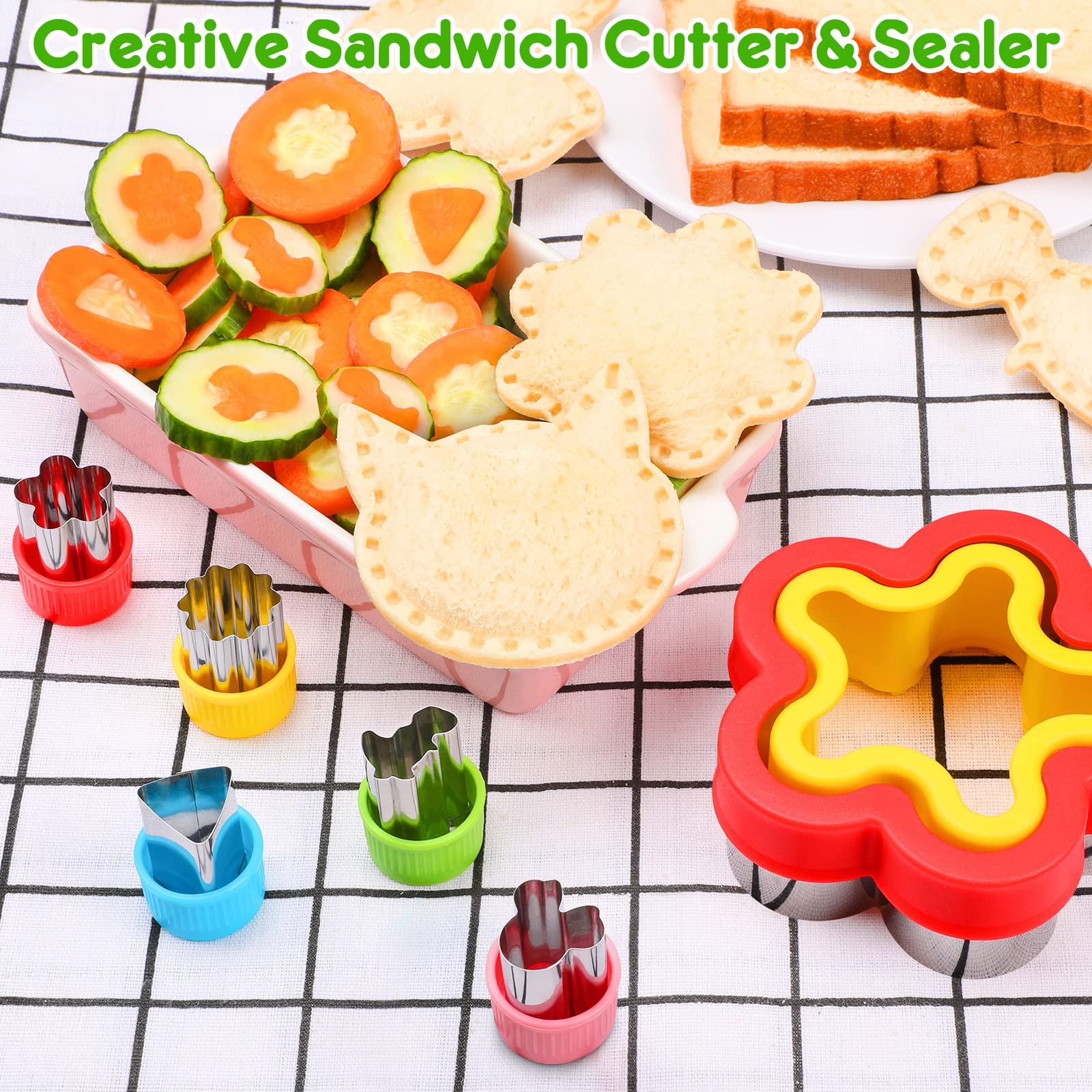 12 Pack Sandwich Cutter And Sealer Set Uncrustables Maker Crustable Bread Decruster Diy Cookie Stamps Mold Vegetable Fruit Cutte