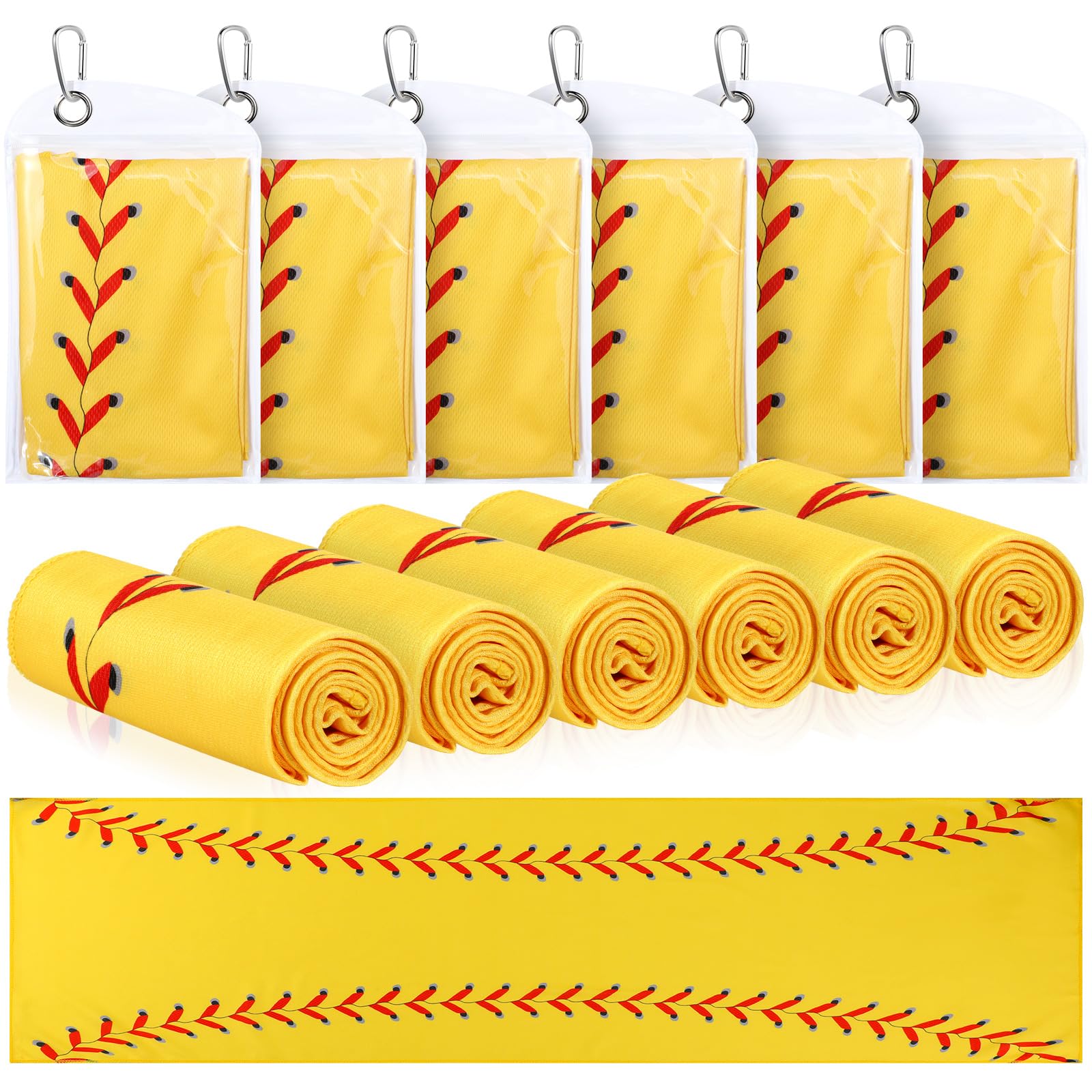 Hahafelt 12 Pack Softball Cooling Towels, Sports Towels with Bags, 40x12 Breathable Chilly Towel, Microfiber Towel for Softball 