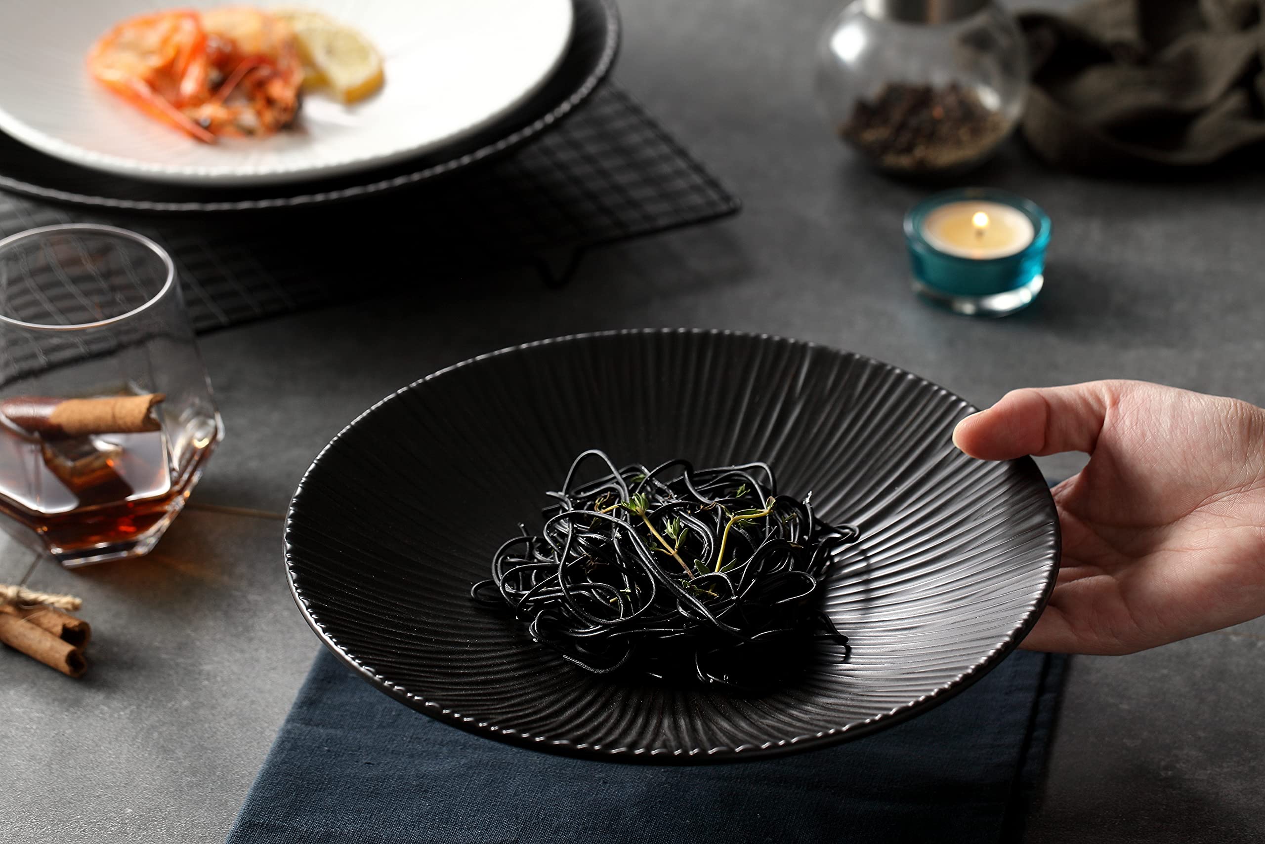 Jusalpha Set Of 4-Japanese Style Porcelain Dinner Plates, Versatile Circular Serving Plates For Breakfast, Salad, Steak Dinner,